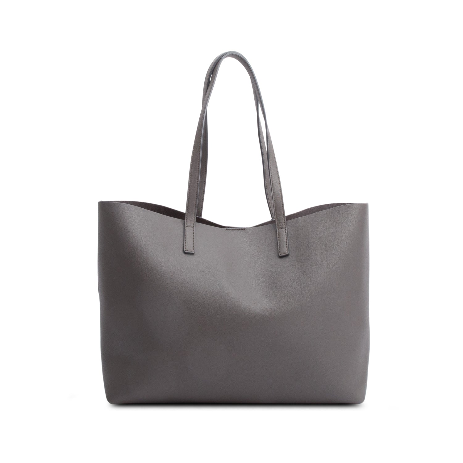 Saint Laurent Grey Leather Large E/W Shopping Tote w/ Pouch