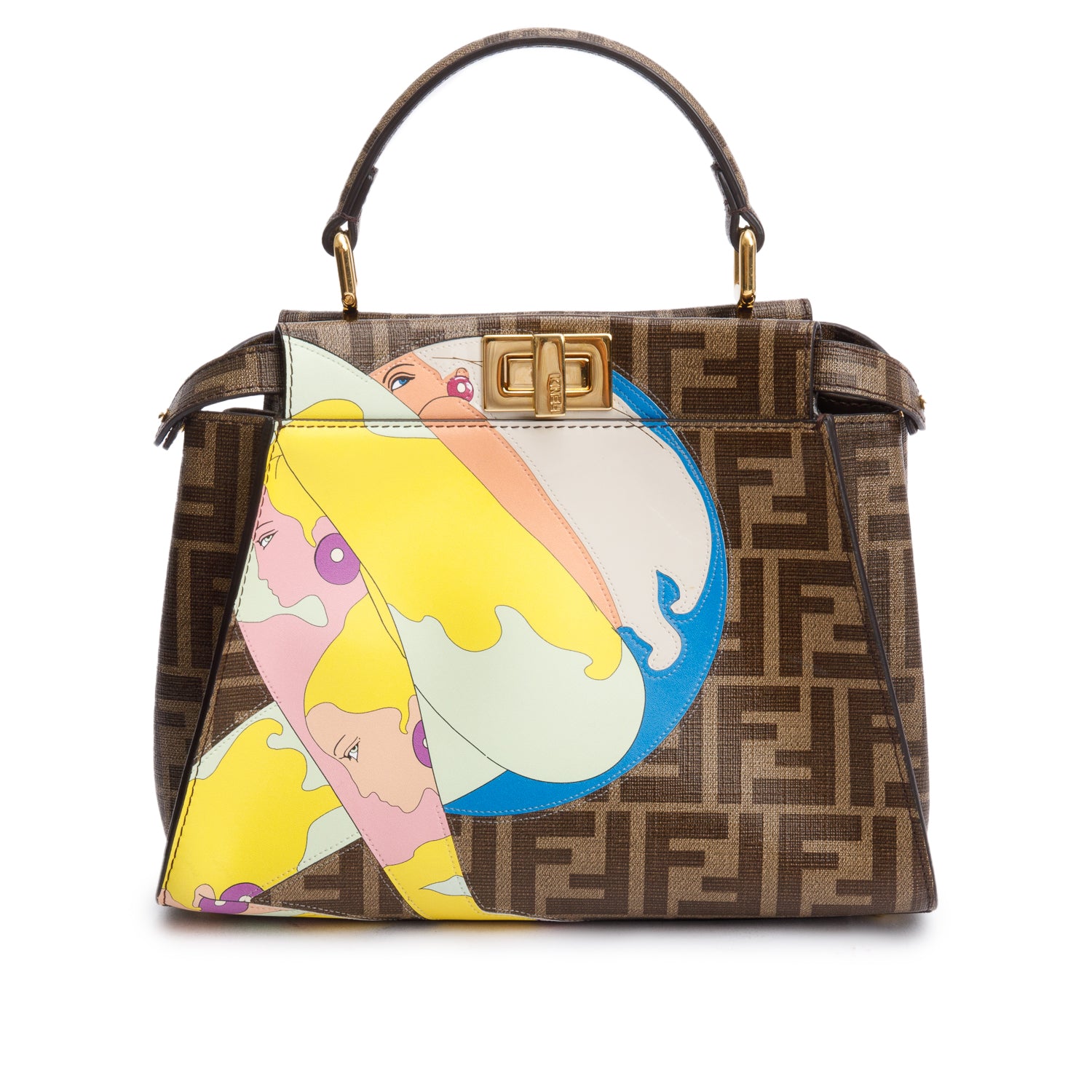 Fendi x Antonio Lopez FF Zucca Canvas Print Inlay Mini Peekaboo Bag w/ Strap & Box
