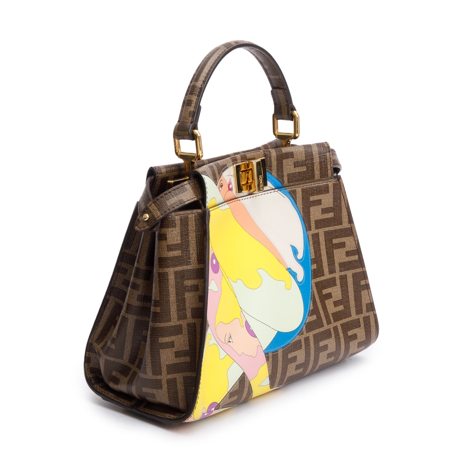 Fendi x Antonio Lopez FF Zucca Canvas Print Inlay Mini Peekaboo Bag w/ Strap & Box