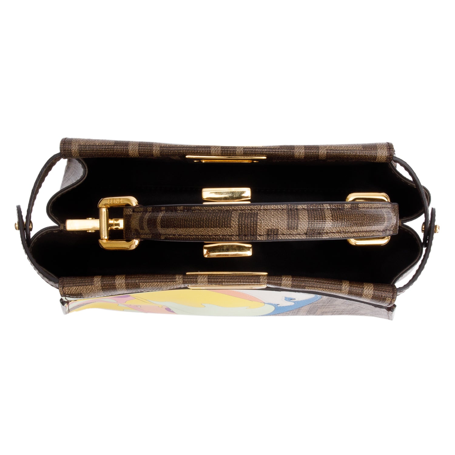 Fendi x Antonio Lopez FF Zucca Canvas Print Inlay Mini Peekaboo Bag w/ Strap & Box