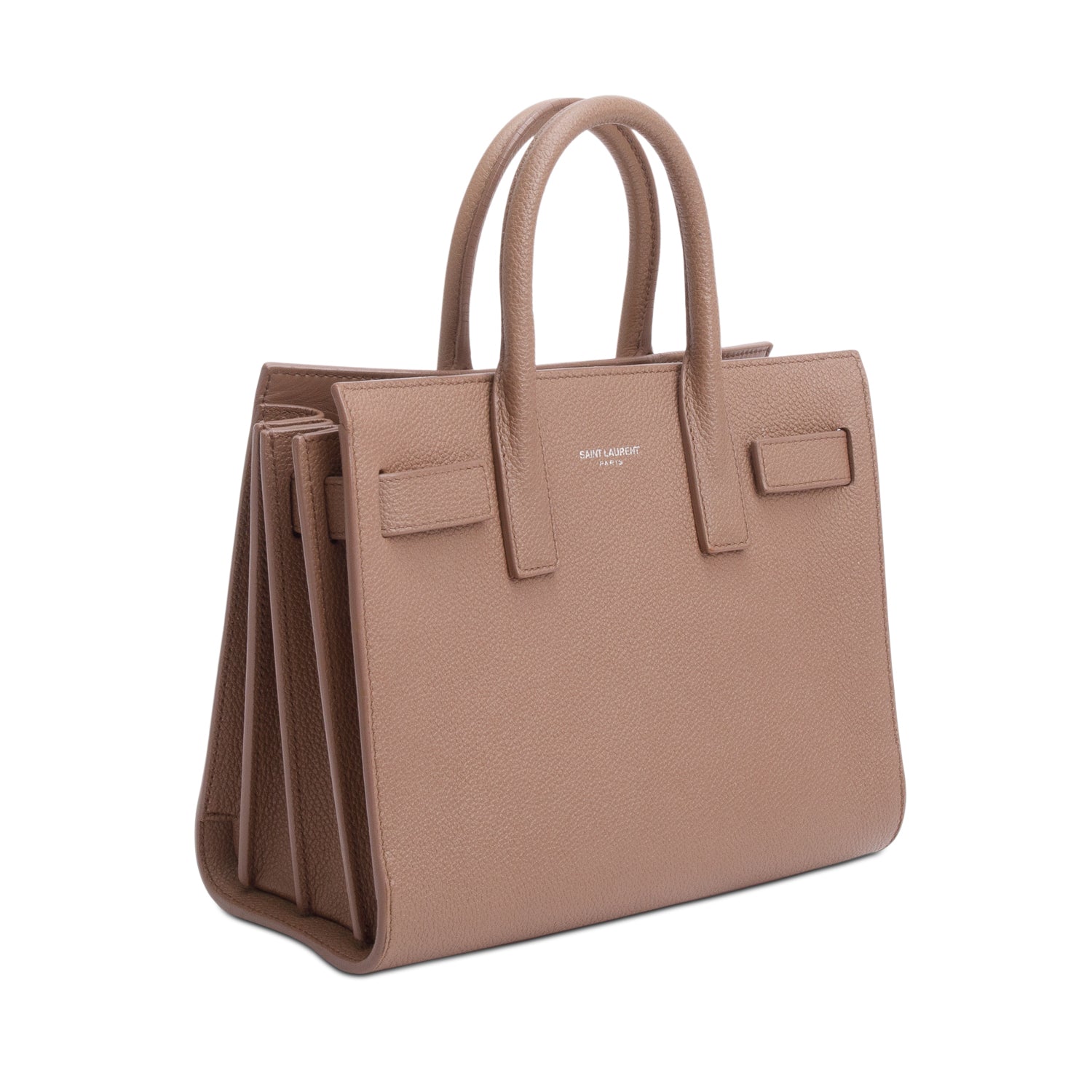 Saint Laurent Beige Grained Leather Nano Sac De Jour w/ Strap