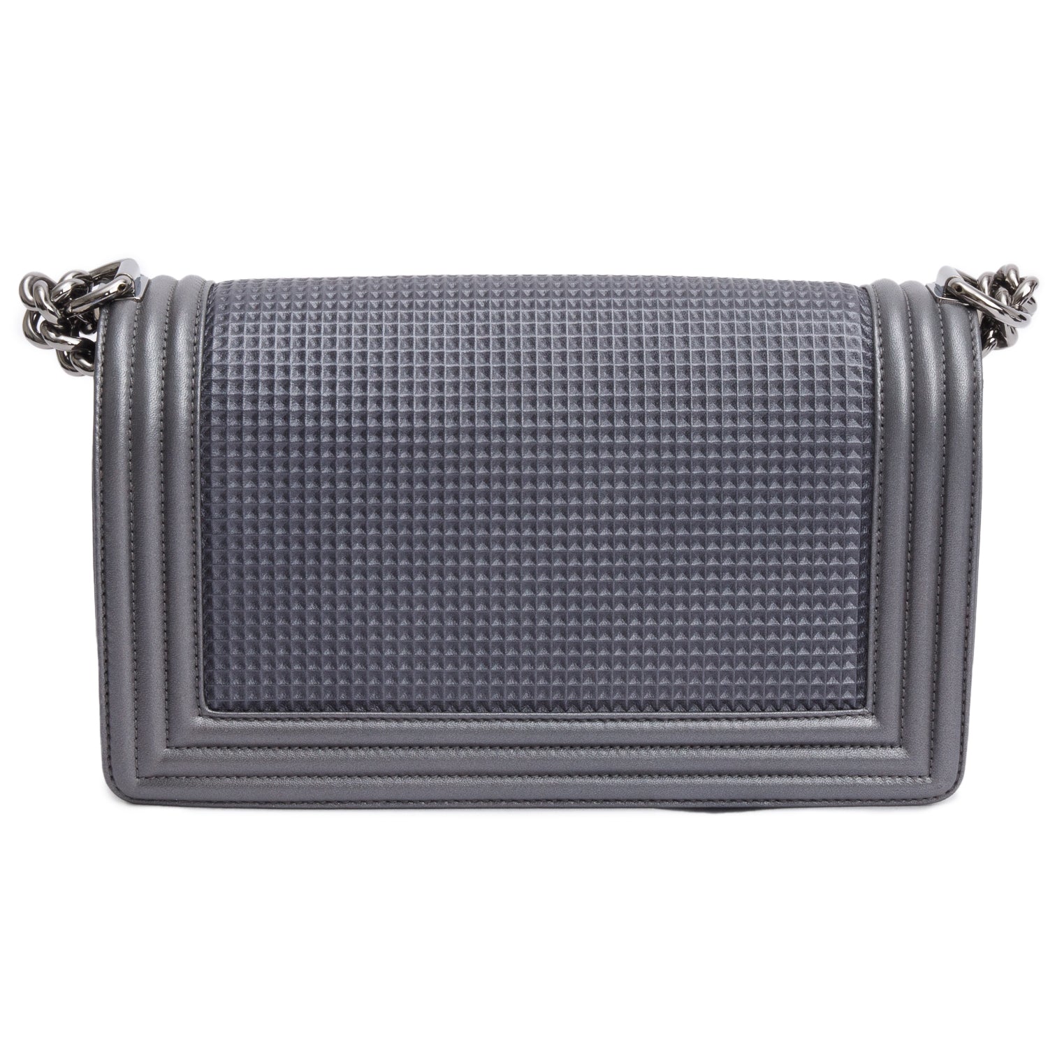 Chanel Grey Lambskin Leather Medium Cube Boy Bag w/ Authenticity Card