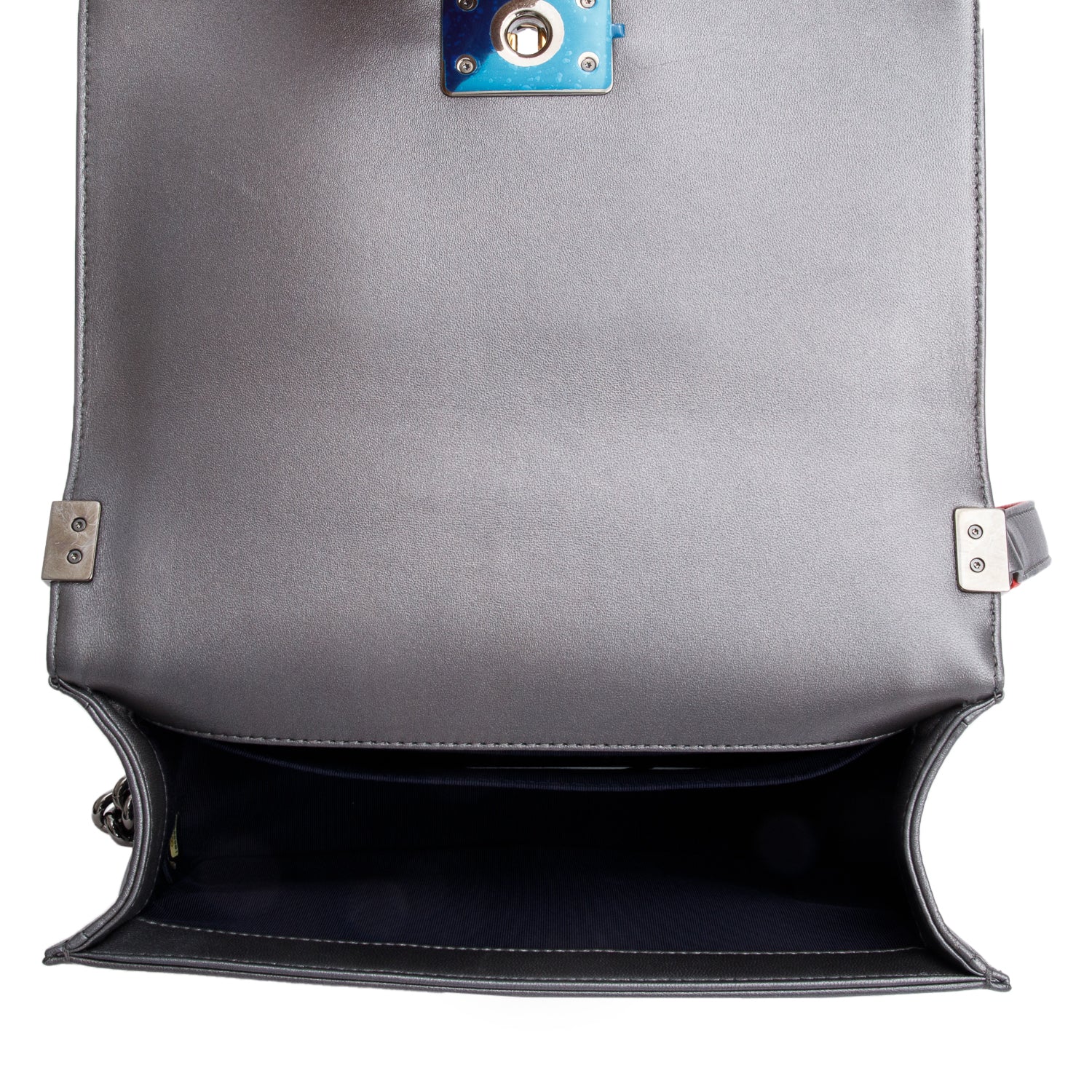 Chanel Grey Lambskin Leather Medium Cube Boy Bag w/ Authenticity Card