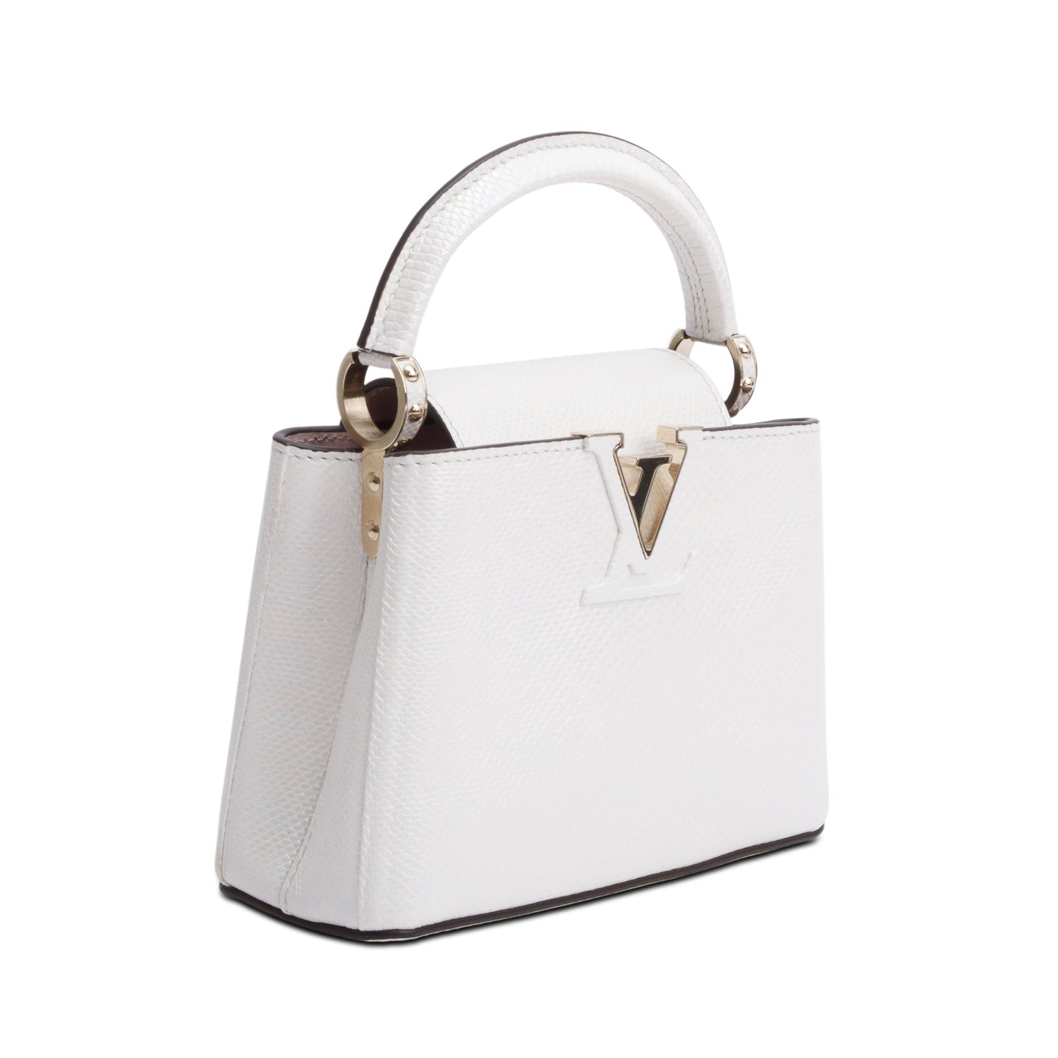 Louis Vuitton White Iridescent Python Capucines Mini