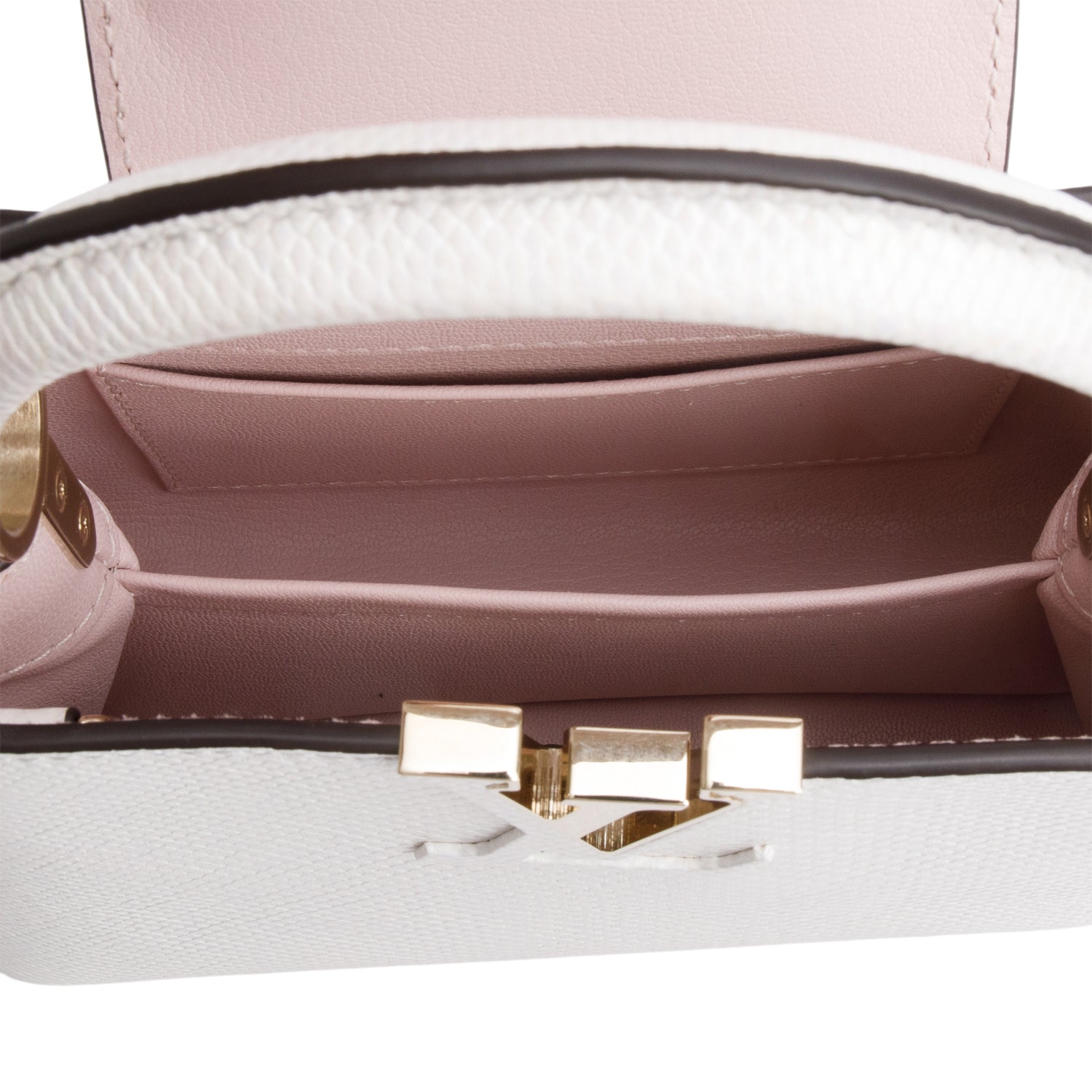 Louis Vuitton White Iridescent Python Capucines Mini