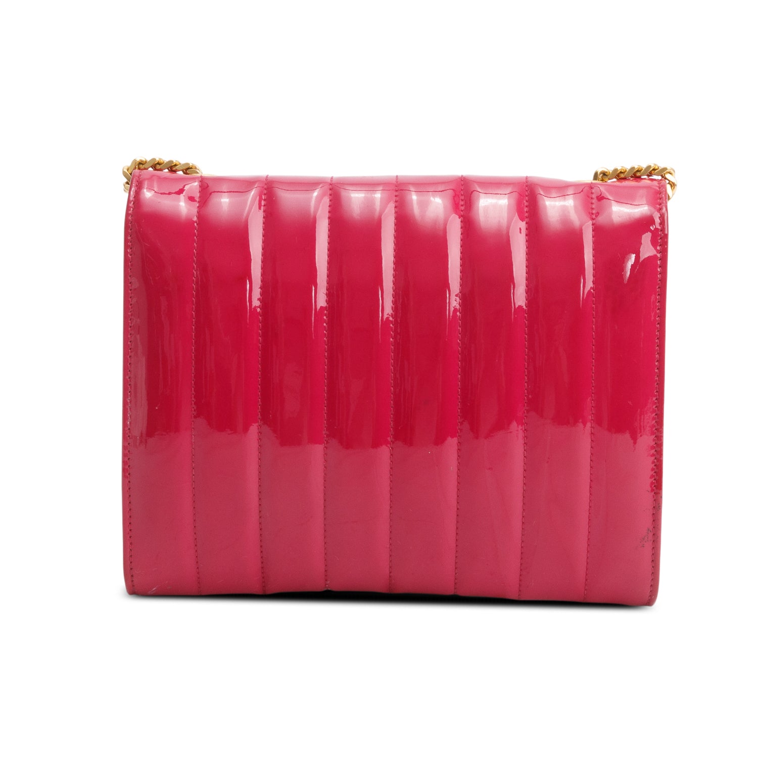 Saint Laurent Pink Patent Leather Vicky Wallet On chain