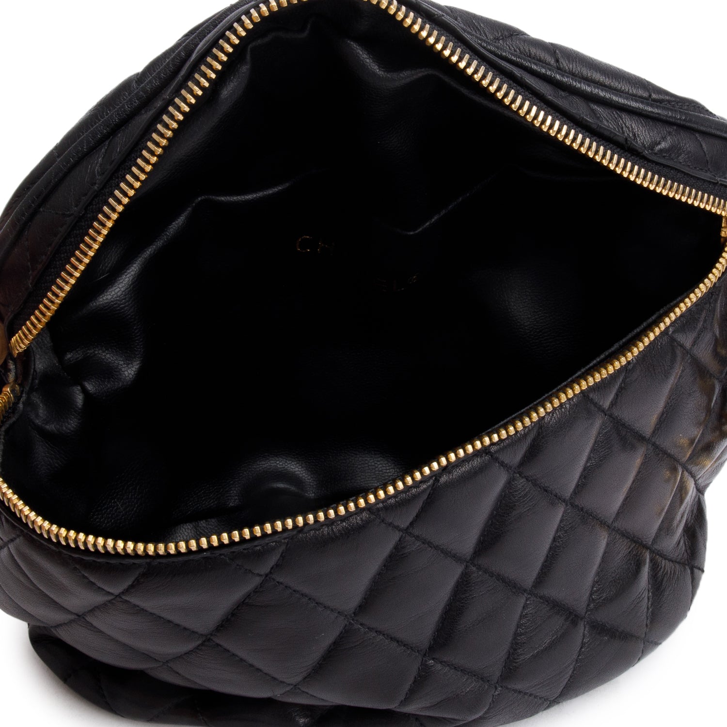 Chanel Vintage Black Quilted Lambskin Leather CC Waist Bag