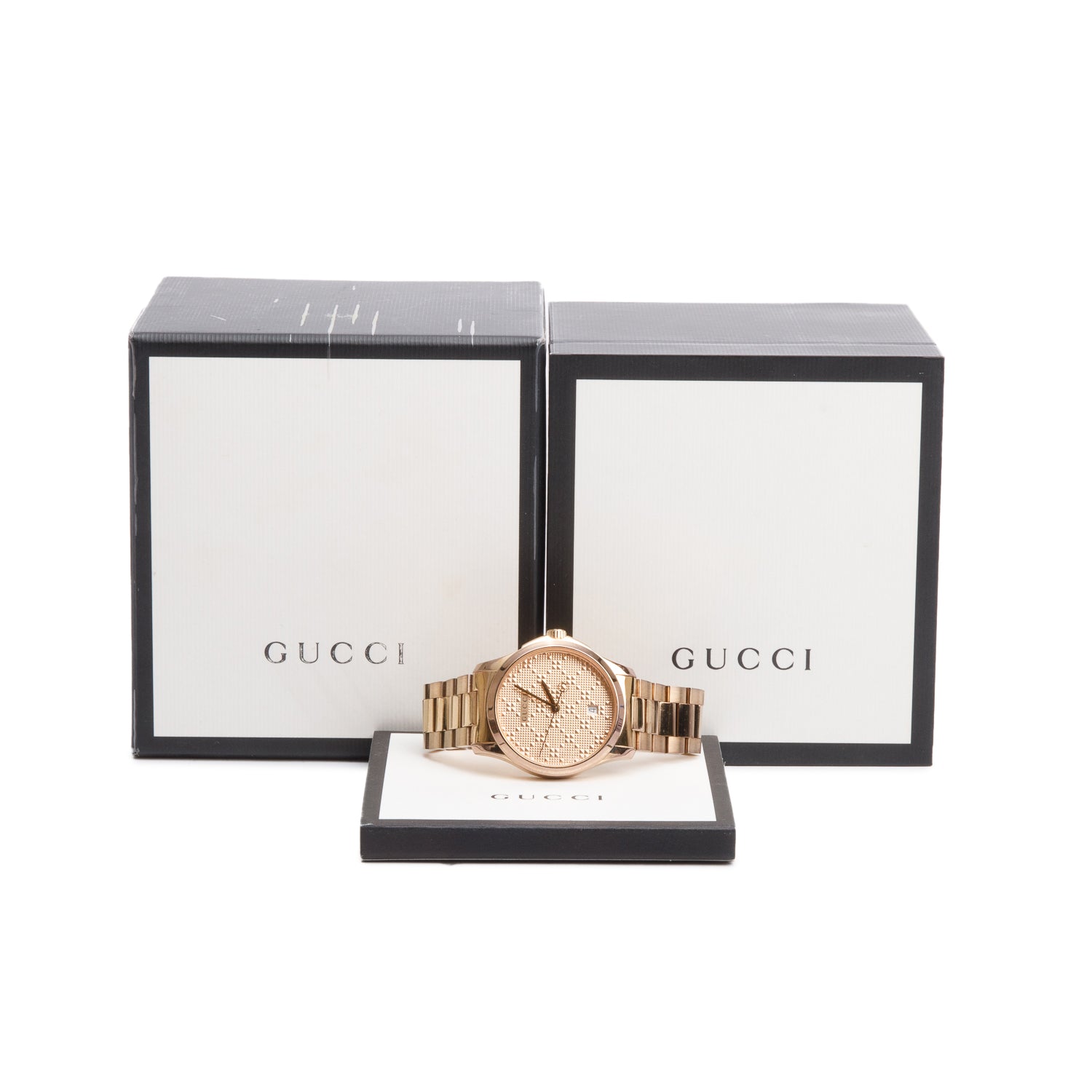 Gucci Rose-Gold Plated Stainless Steel G-Timeless 38 MM Quartz Watch YA126482 w/ Box & Papers