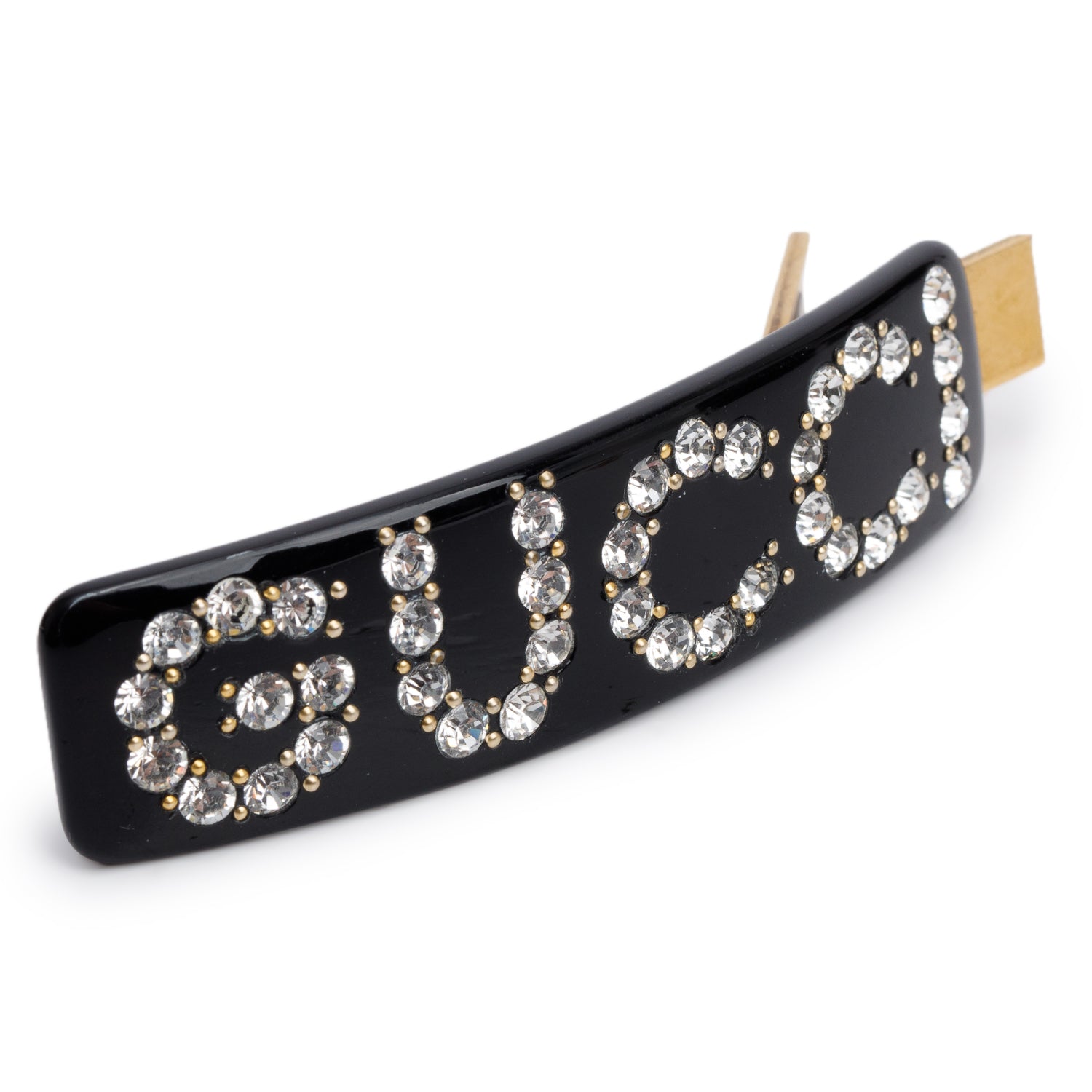 Chanel Black Resin Crystal Embellished Hair Clip Barrette w/ Box
