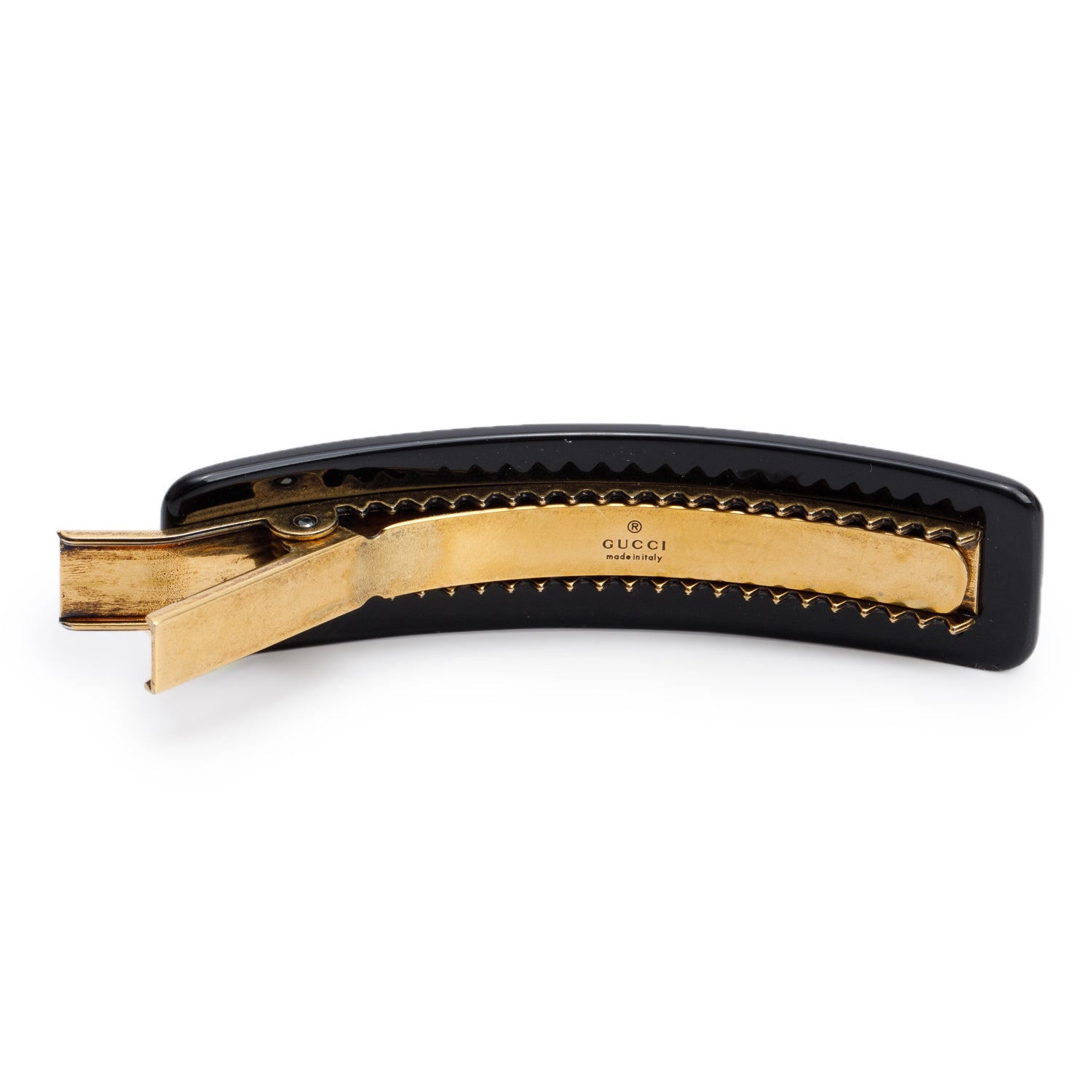 Chanel Black Resin Crystal Embellished Hair Clip Barrette w/ Box