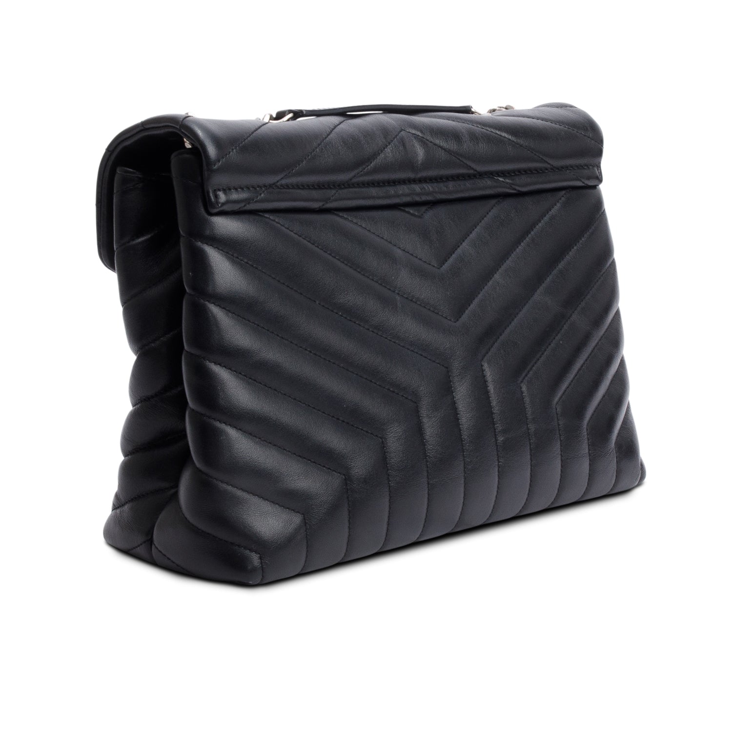 Saint Laurent Black Quilted Leather Medium Loulou Monogram Shoulder Bag