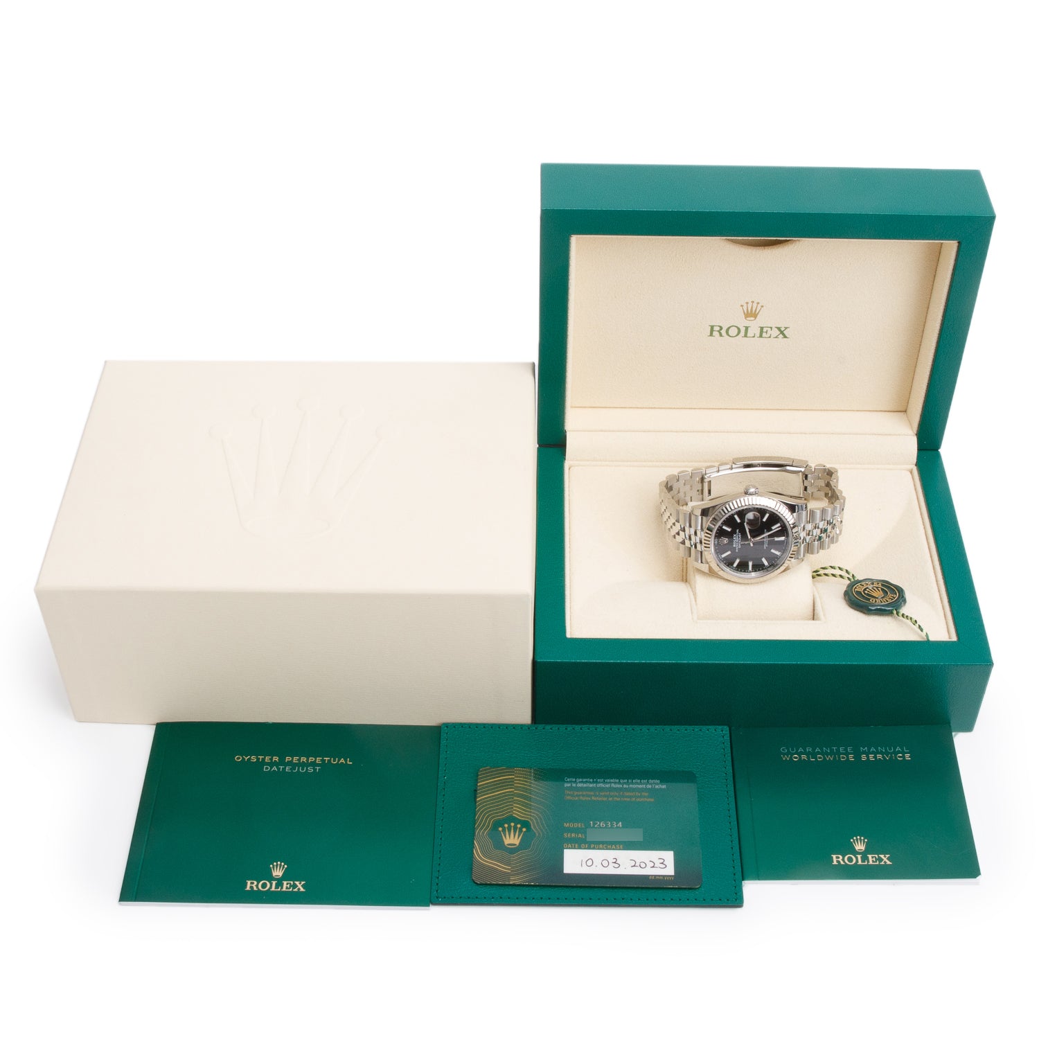 Rolex 2023 Stainless Steel Oyster Perpetual Datejust 41 MM Watch Black Dial 126334 w/ Box & Papers