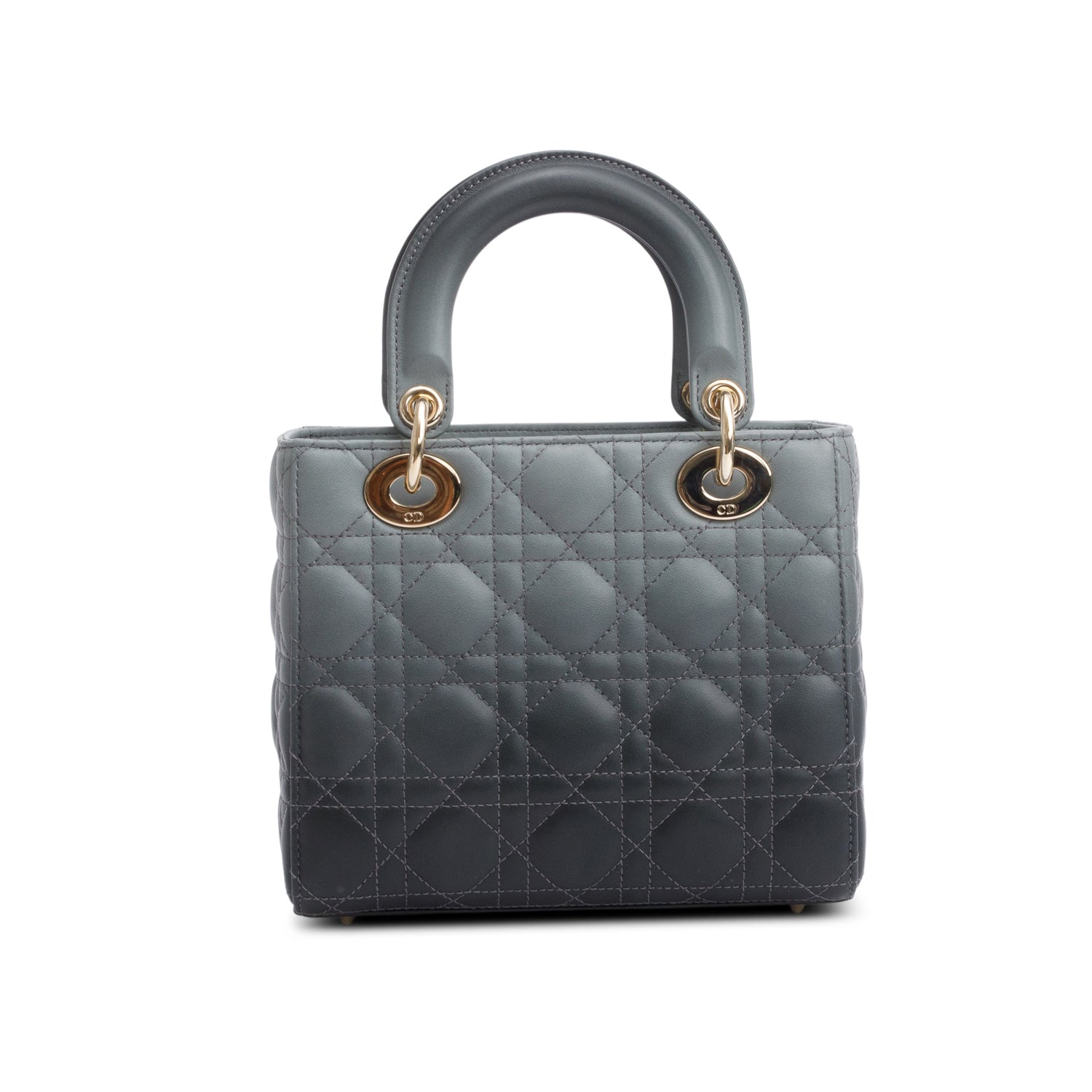 Christian Dior Grey Gradient Cannage Lambskin Leather Small Lady Dior My ABCDior Bag w/ Strap