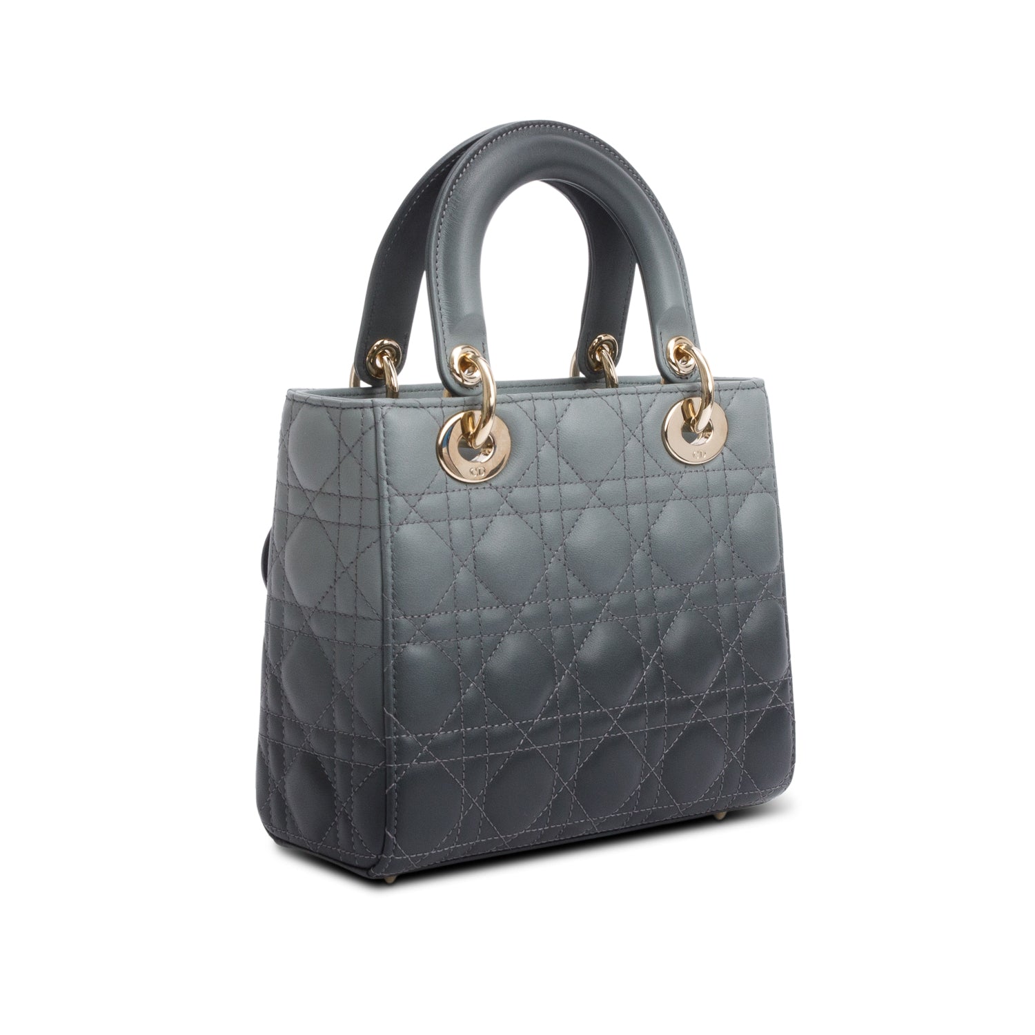 Christian Dior Grey Gradient Cannage Lambskin Leather Small Lady Dior My ABCDior Bag w/ Strap