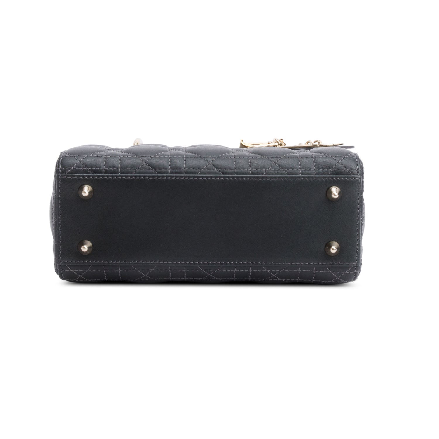 Christian Dior Grey Gradient Cannage Lambskin Leather Small Lady Dior My ABCDior Bag w/ Strap