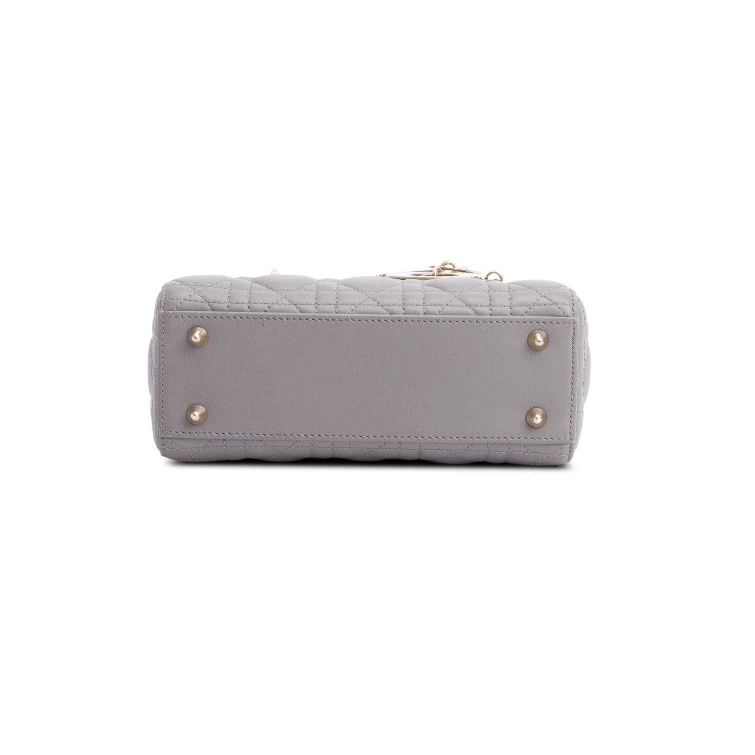 Christian Dior Grey Cannage Lambskin Leather Small Lady Dior My ABCDior Bag w/ Strap & Box
