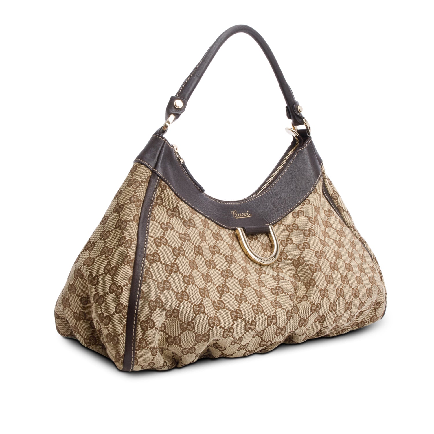 Gucci Monogram Large GG Canvas D-Ring Hobo
