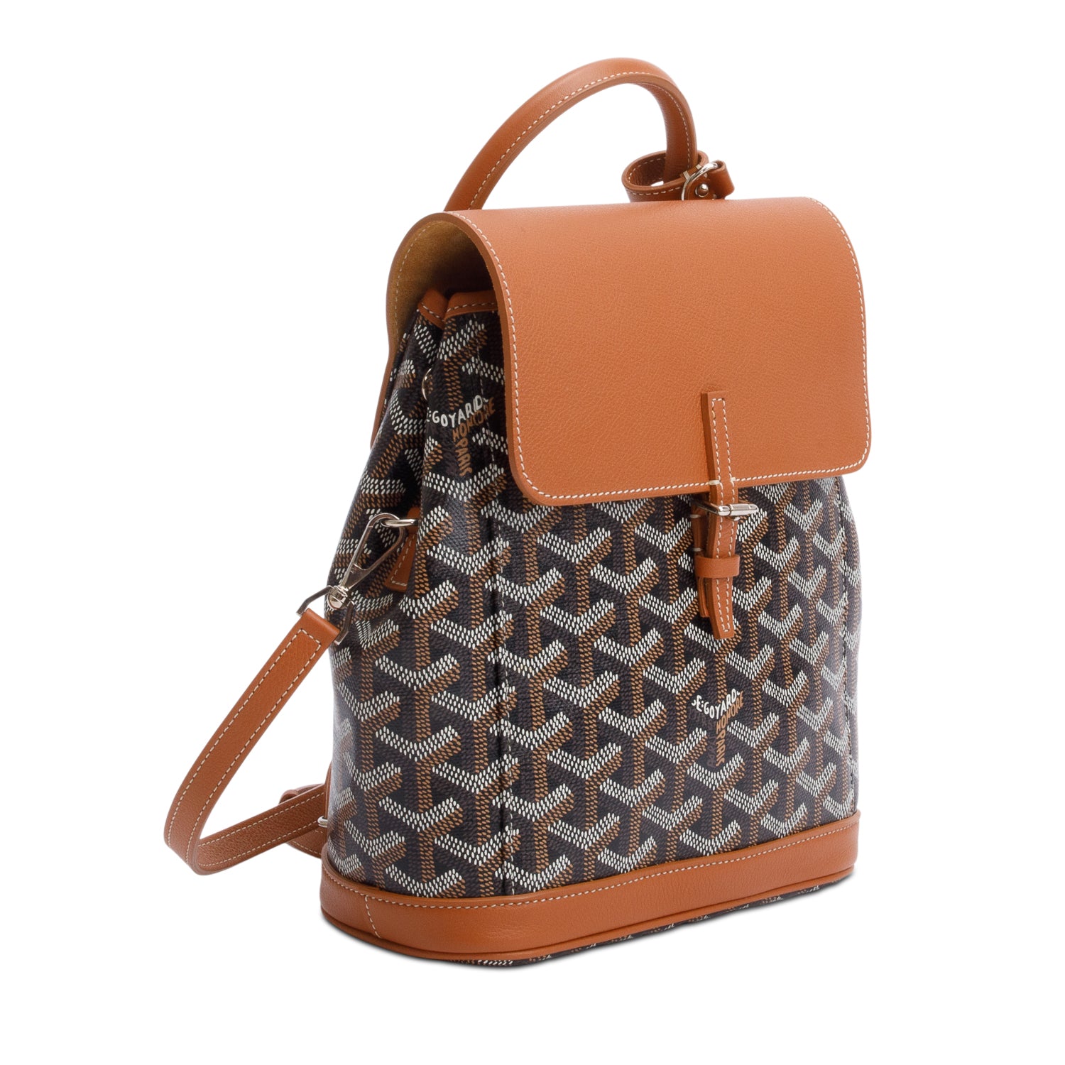 Goyard 2022 Brown Monogram Canvas Calfskin Alpin Mini Backpack w/ Receipt