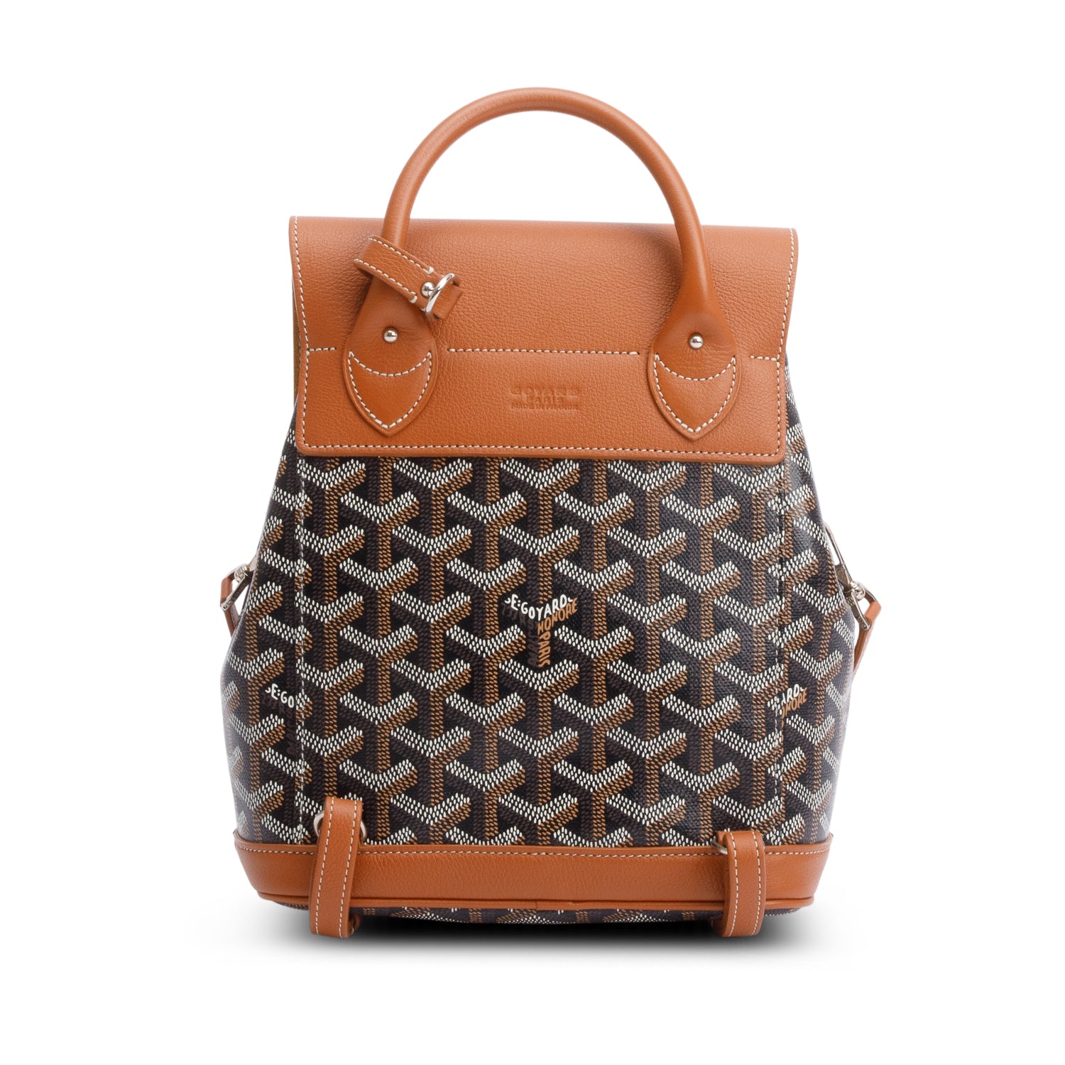 Goyard 2022 Brown Monogram Canvas Calfskin Alpin Mini Backpack w/ Receipt