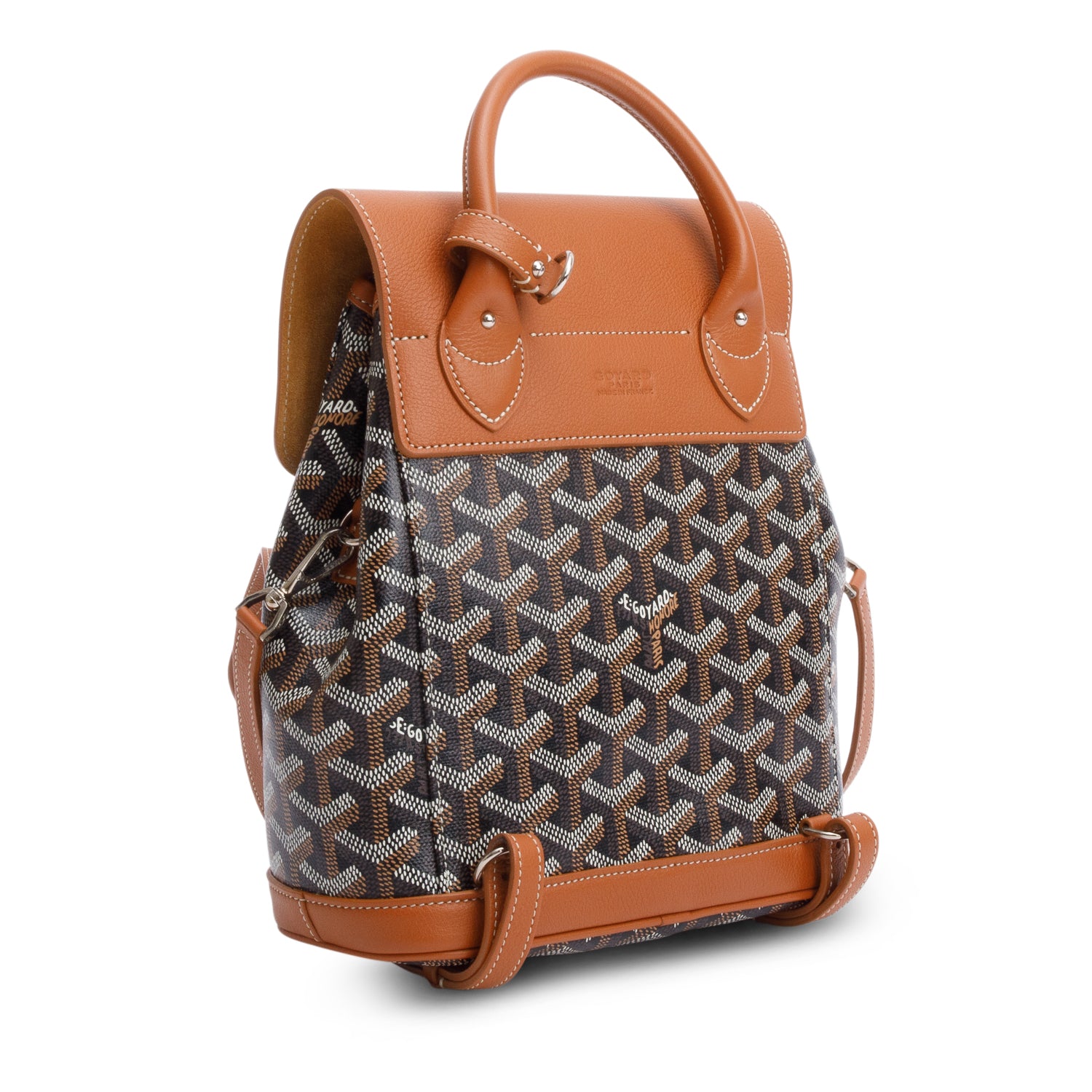 Goyard 2022 Brown Monogram Canvas Calfskin Alpin Mini Backpack w/ Receipt