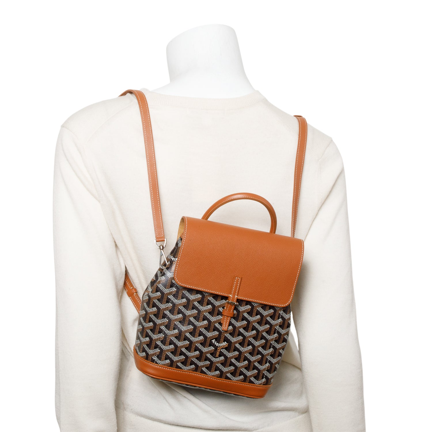 Goyard 2022 Brown Monogram Canvas Calfskin Alpin Mini Backpack w/ Receipt