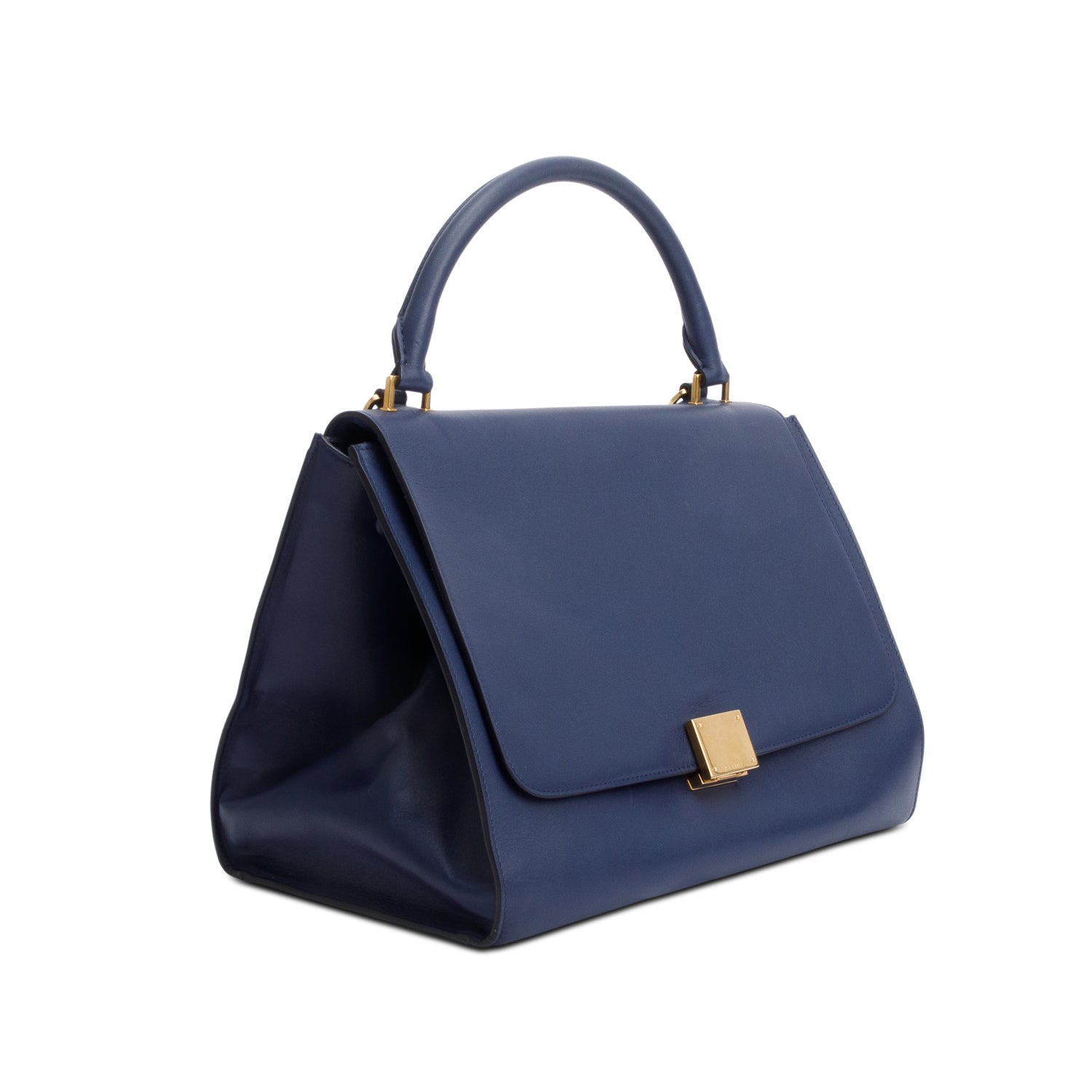 Celine Blue Calfskin Leather Medium Trapeze Bag w/ Strap
