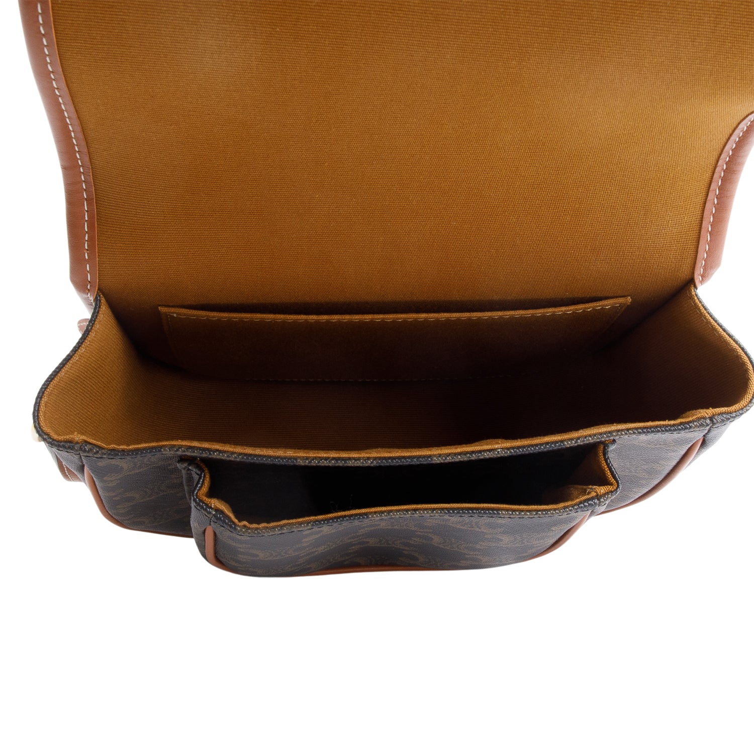 Celine 2021 Tan Triomphe Canvas and Calfskin Leather Medium Folco Crossbody Bag