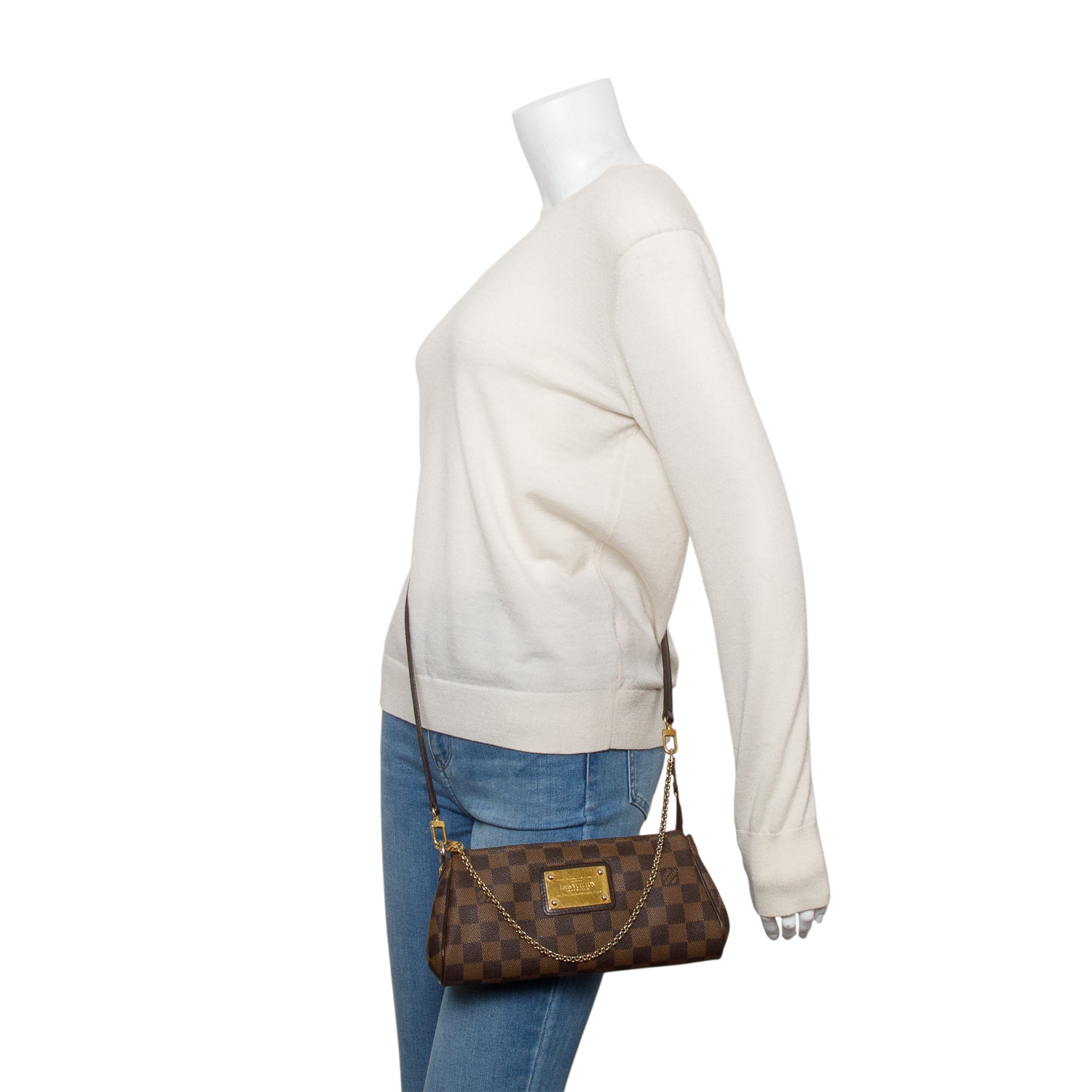 Louis Vuitton Damier Ebene Eva Clutch w/ Strap