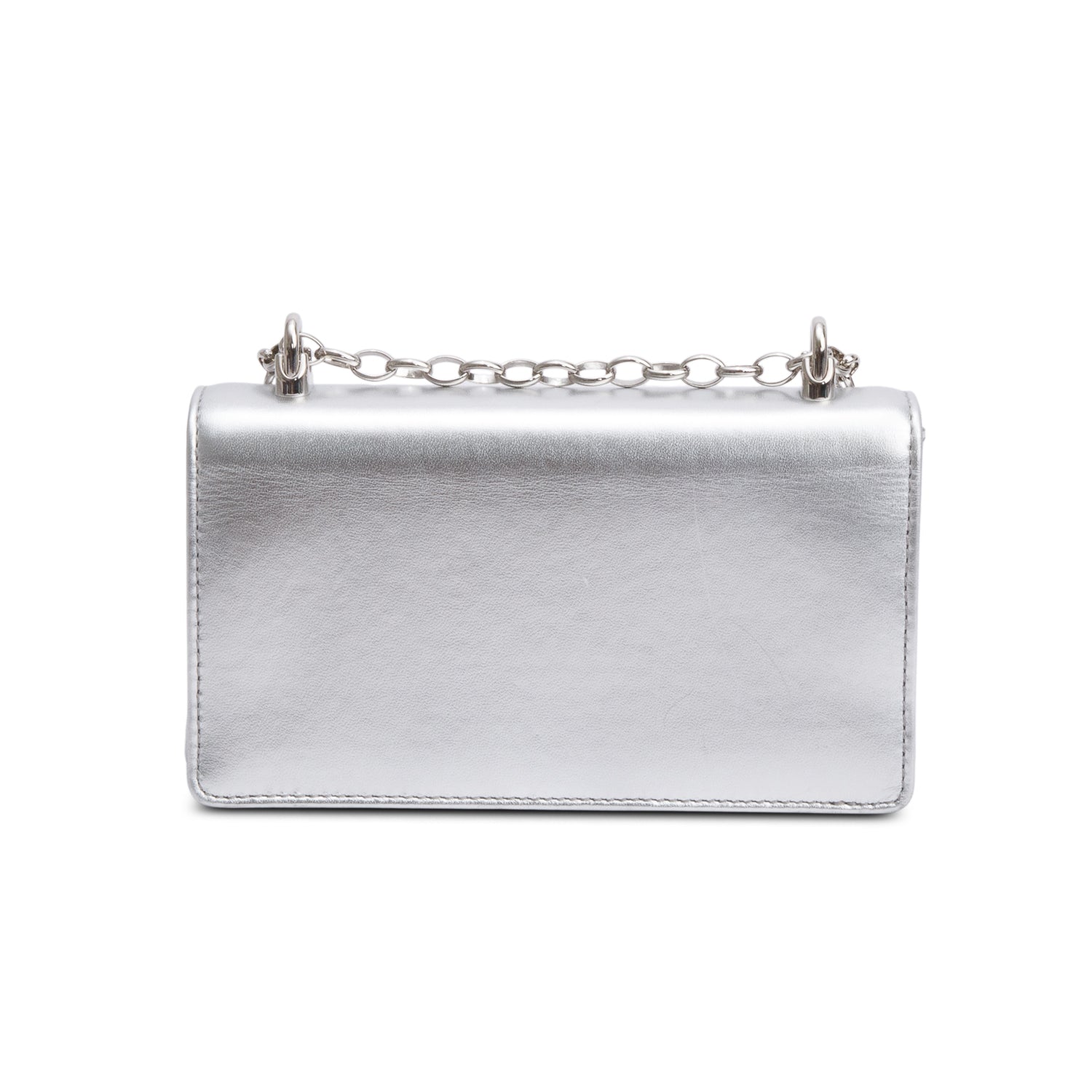 Dolce & Gabbana Metallic Silver Calfskin Leather DG Girls Phone Crossbody Bag