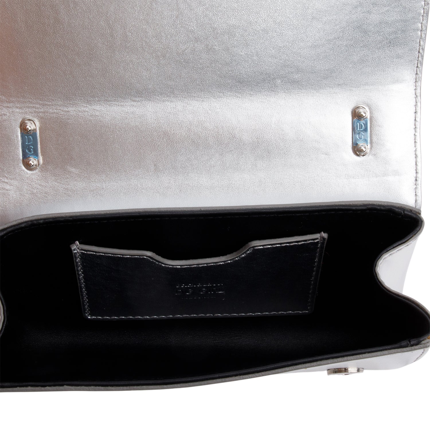 Dolce & Gabbana Metallic Silver Calfskin Leather DG Girls Phone Crossbody Bag
