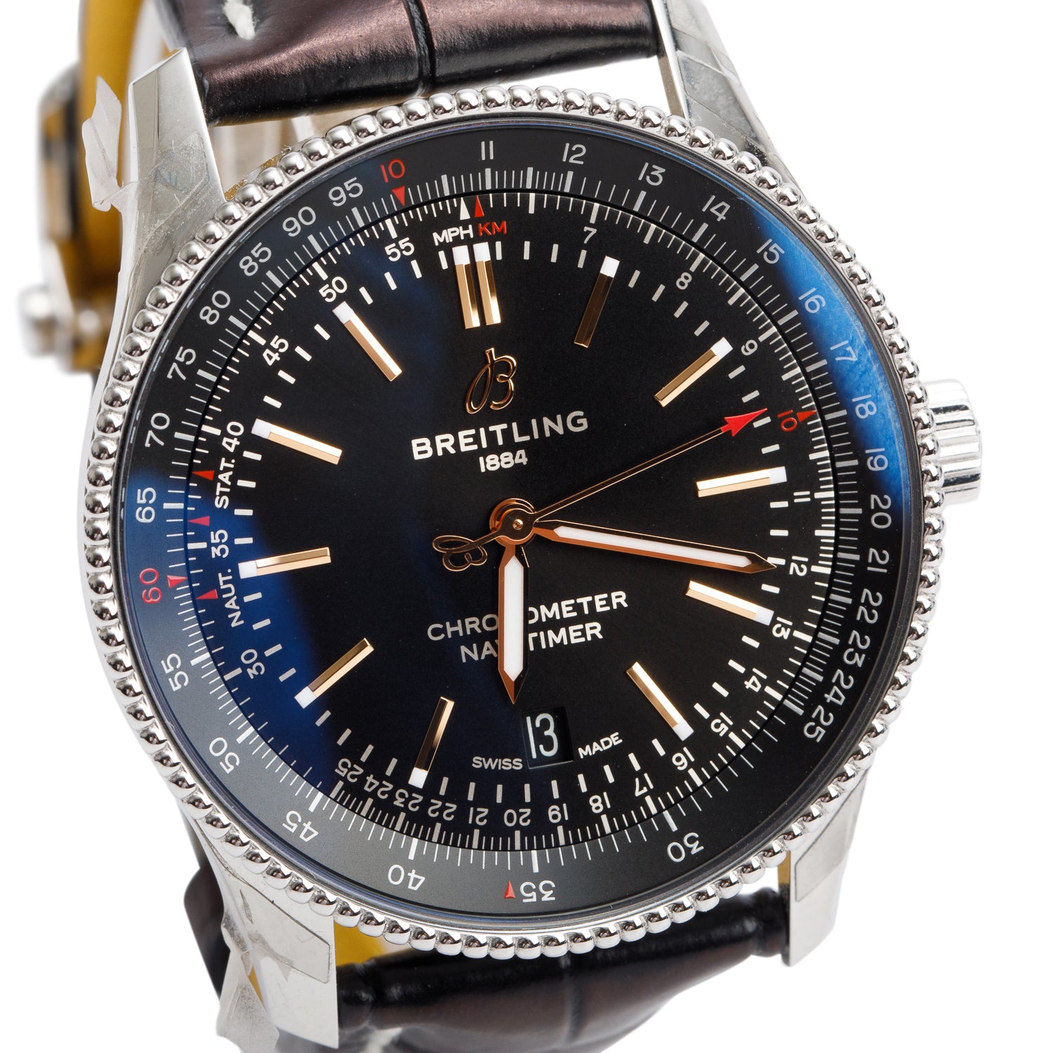 Breitling Stainless Steel Navitimer 41 MM Automatic Watch Black Dial A17326 w/ Box & Papers