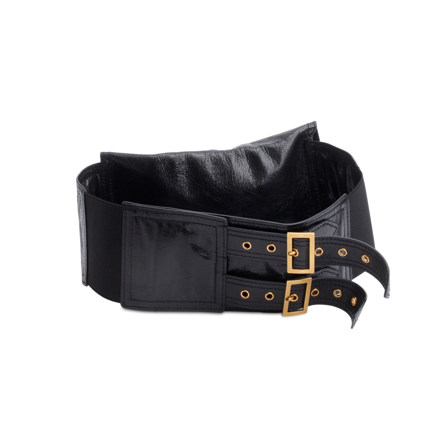 Christian Dior Black Calf Leather Saddle Waist Belt w/ Box