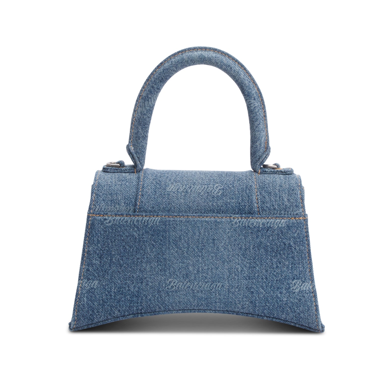 Balenciaga Blue Logo Denim Small Hourglass Top Handle Bag