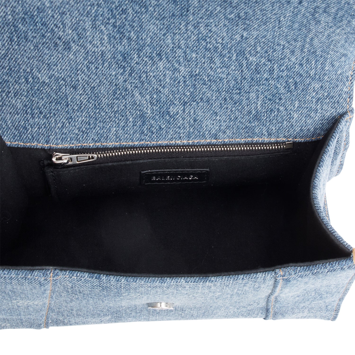 Balenciaga Blue Logo Denim Small Hourglass Top Handle Bag