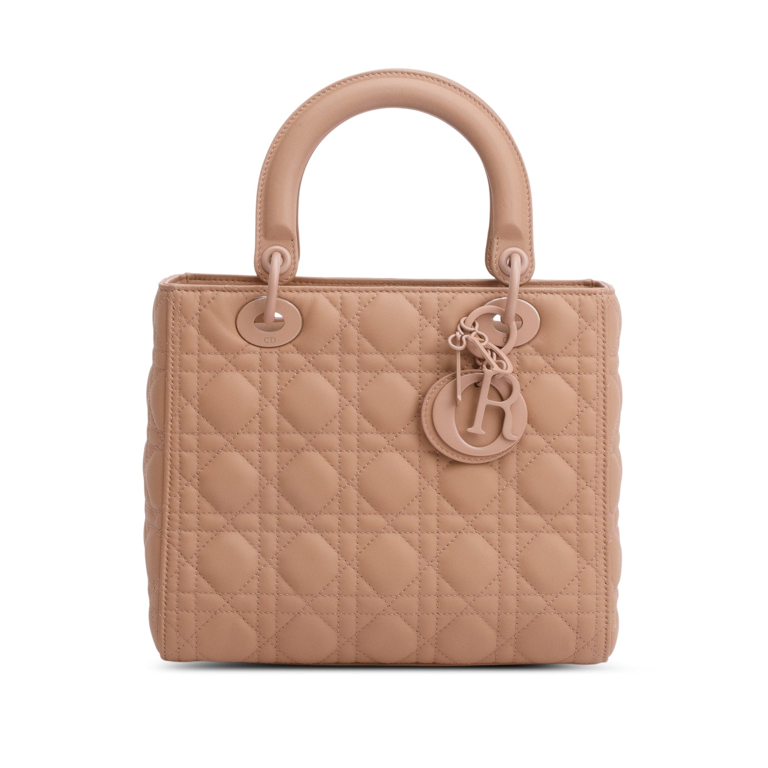 Christian Dior 2020 Blush Ultramatte Cannage Leather Medium Lady Dior Bag w/ Strap & Authenticity Card
