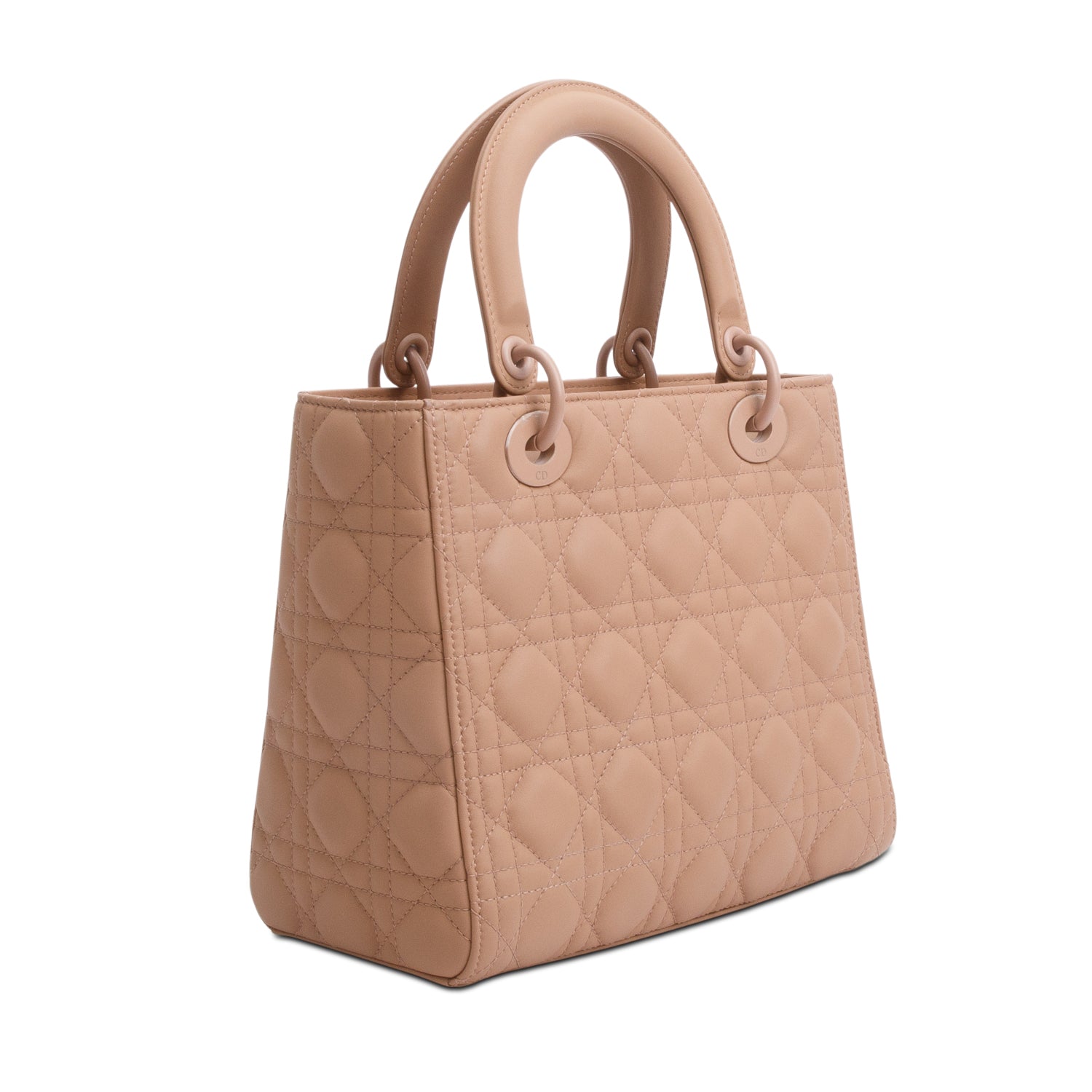 Christian Dior 2020 Blush Ultramatte Cannage Leather Medium Lady Dior Bag w/ Strap & Authenticity Card
