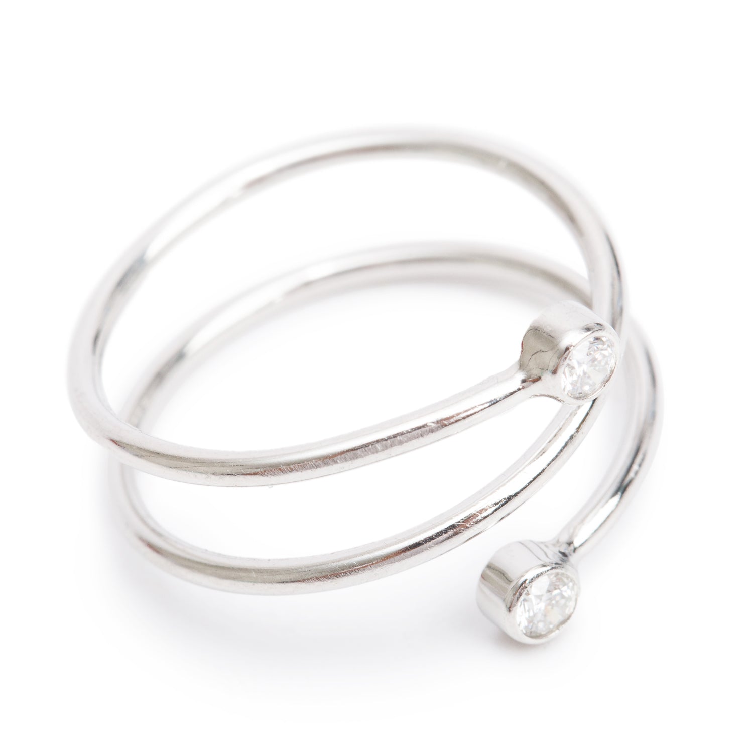 Tiffany & Co. Elsa Peretti Platinum Diamond Hoop Three-Row Ring, Size 6.5 w/ Box