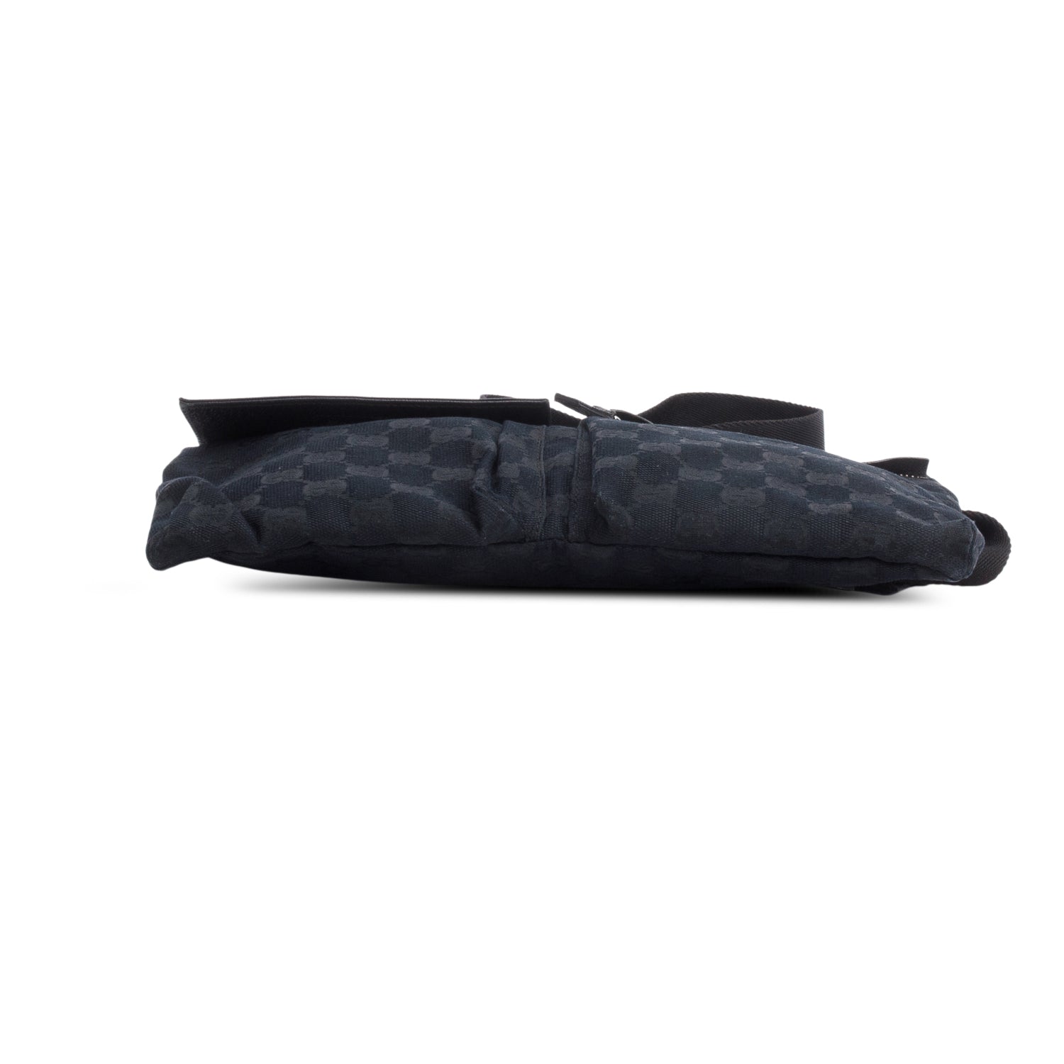 Gucci Black GG Canvas Leather Trim Double Pocket Belt Bag