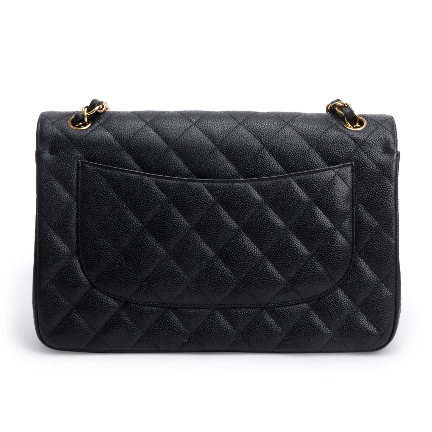 Chanel Black Quilted Caviar Leather Classic Jumbo Double Flap Bag w/ Box & Authenticity Card