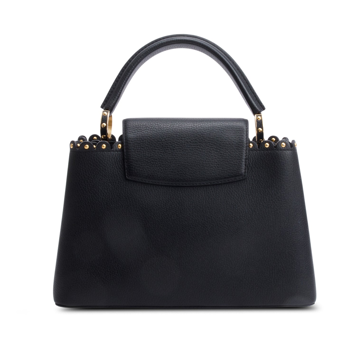 Louis Vuitton Black Taurillon Studded Capucines MM w/ Strap