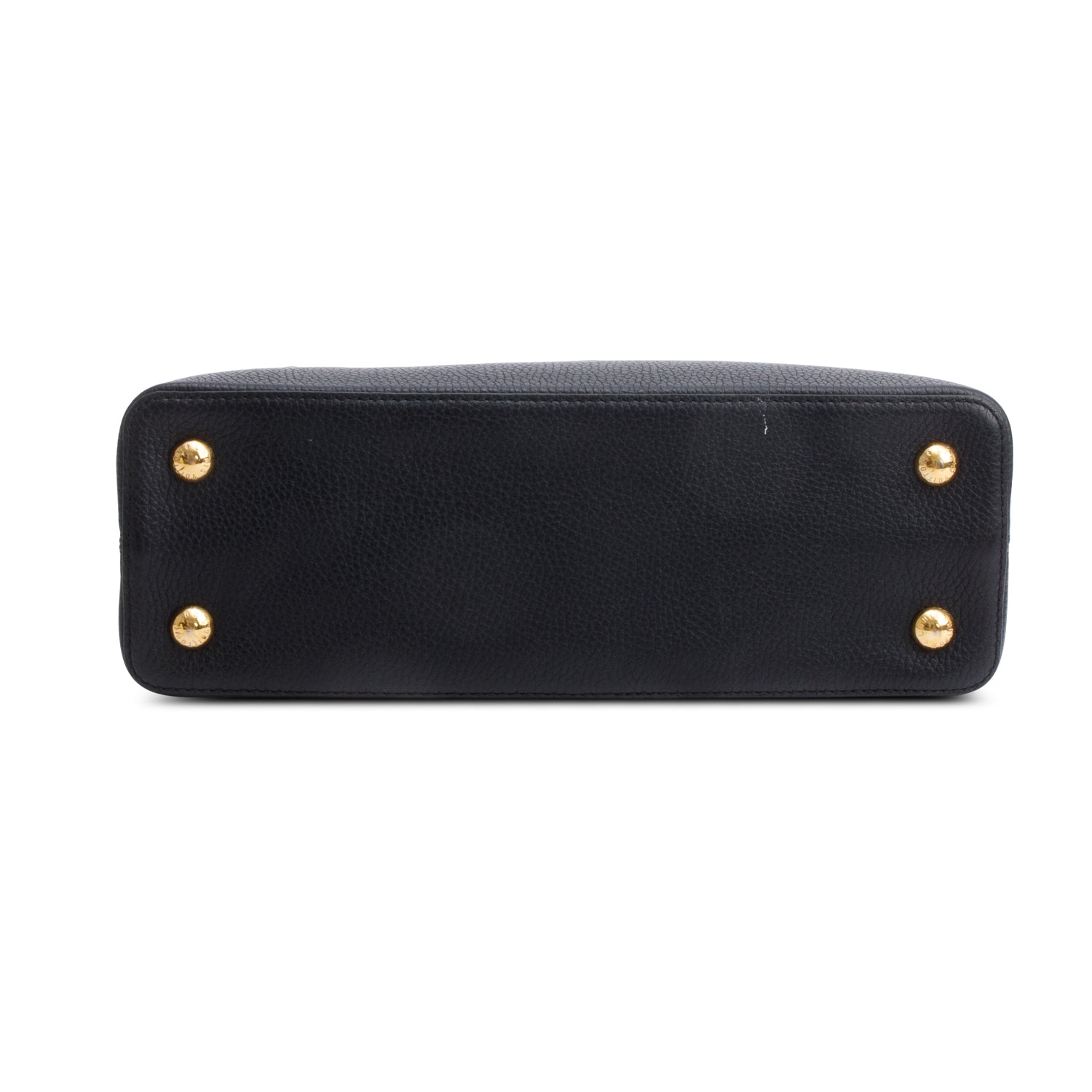 Louis Vuitton Black Taurillon Studded Capucines MM w/ Strap