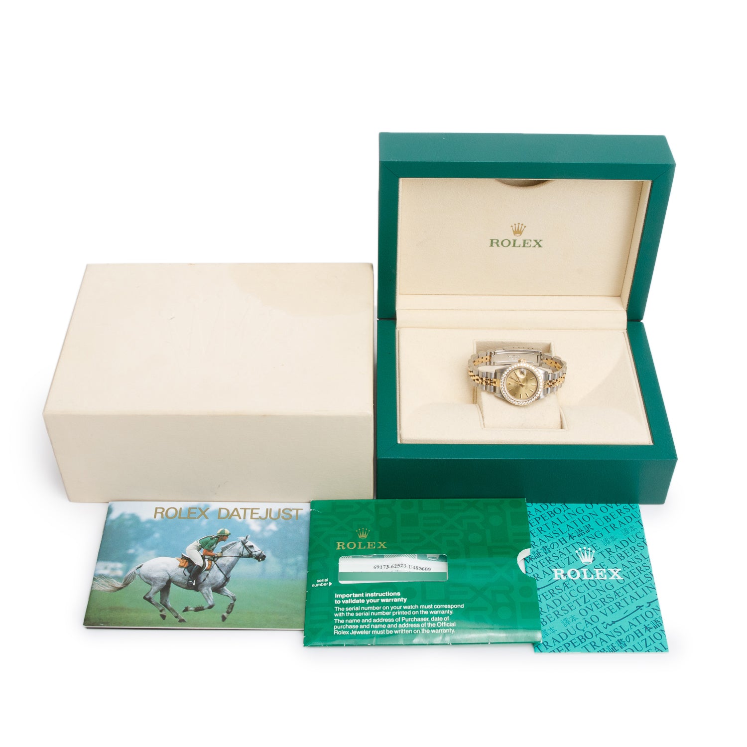 Rolex Stainless Steel & 18k Yellow Gold Diamond Bezel Datejust 26 MM Watch 69173 w/ Box & Papers