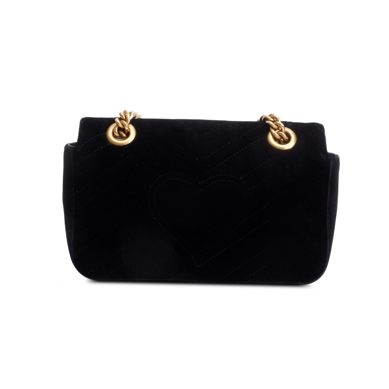 Gucci Black Velvet Matelasse GG Marmont Mini Shoulder Bag