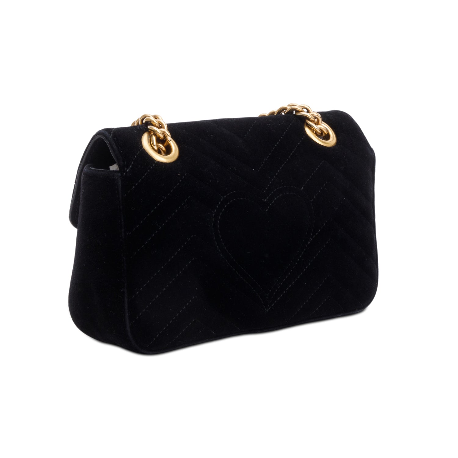 Gucci Black Velvet Matelasse GG Marmont Mini Shoulder Bag