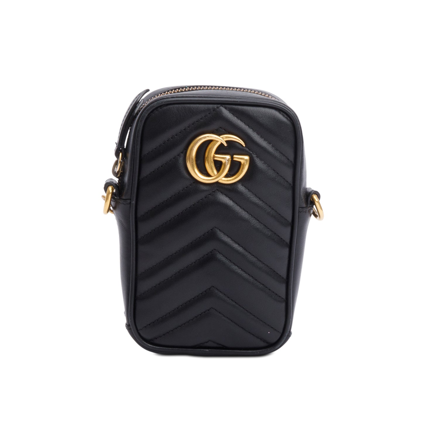 Gucci Black GG Marmont Matelasse Leather Mini Bag w/ Box