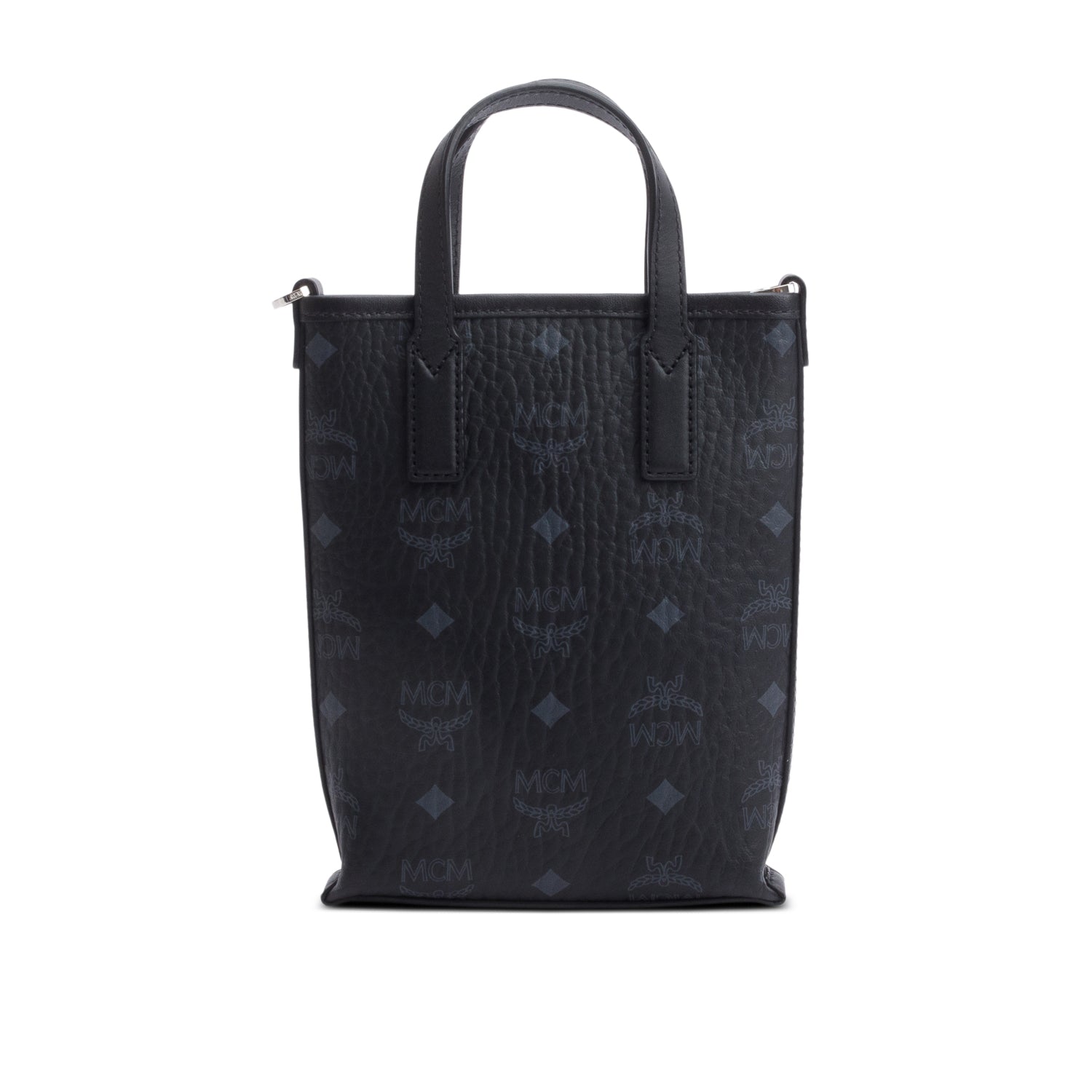 MCM Black Visetos Coated Canvas Mini Essential Top Handle Bag