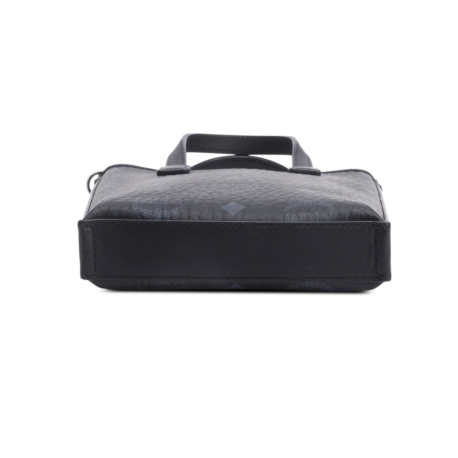 MCM Black Visetos Coated Canvas Mini Essential Top Handle Bag