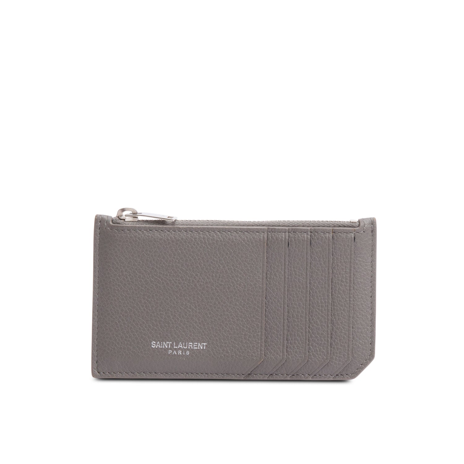 Saint Laurent Grey Grain De Poudre Paris Fragments Zipped Card Case