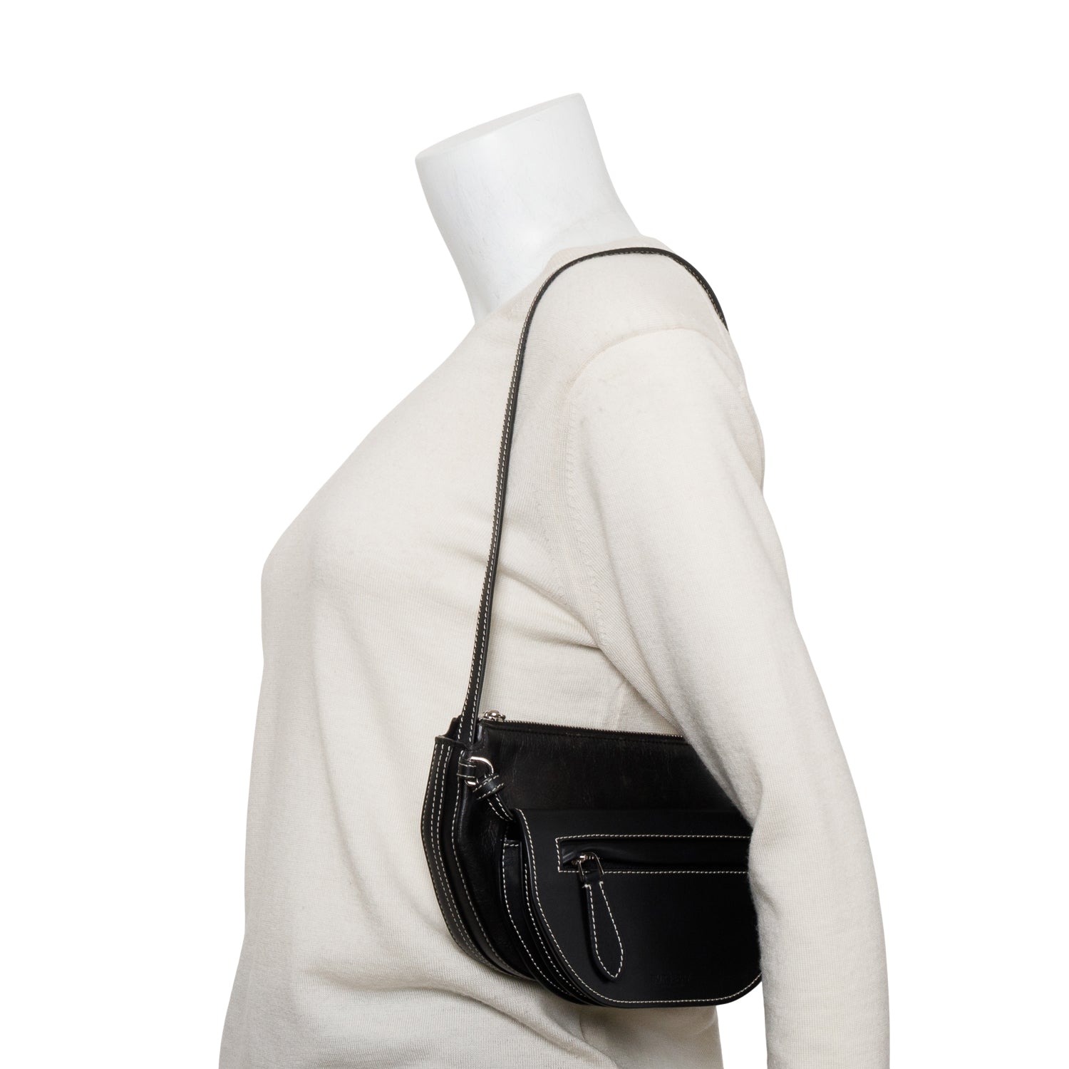 Burberry Black Leather Double Olympia Shoulder Bag