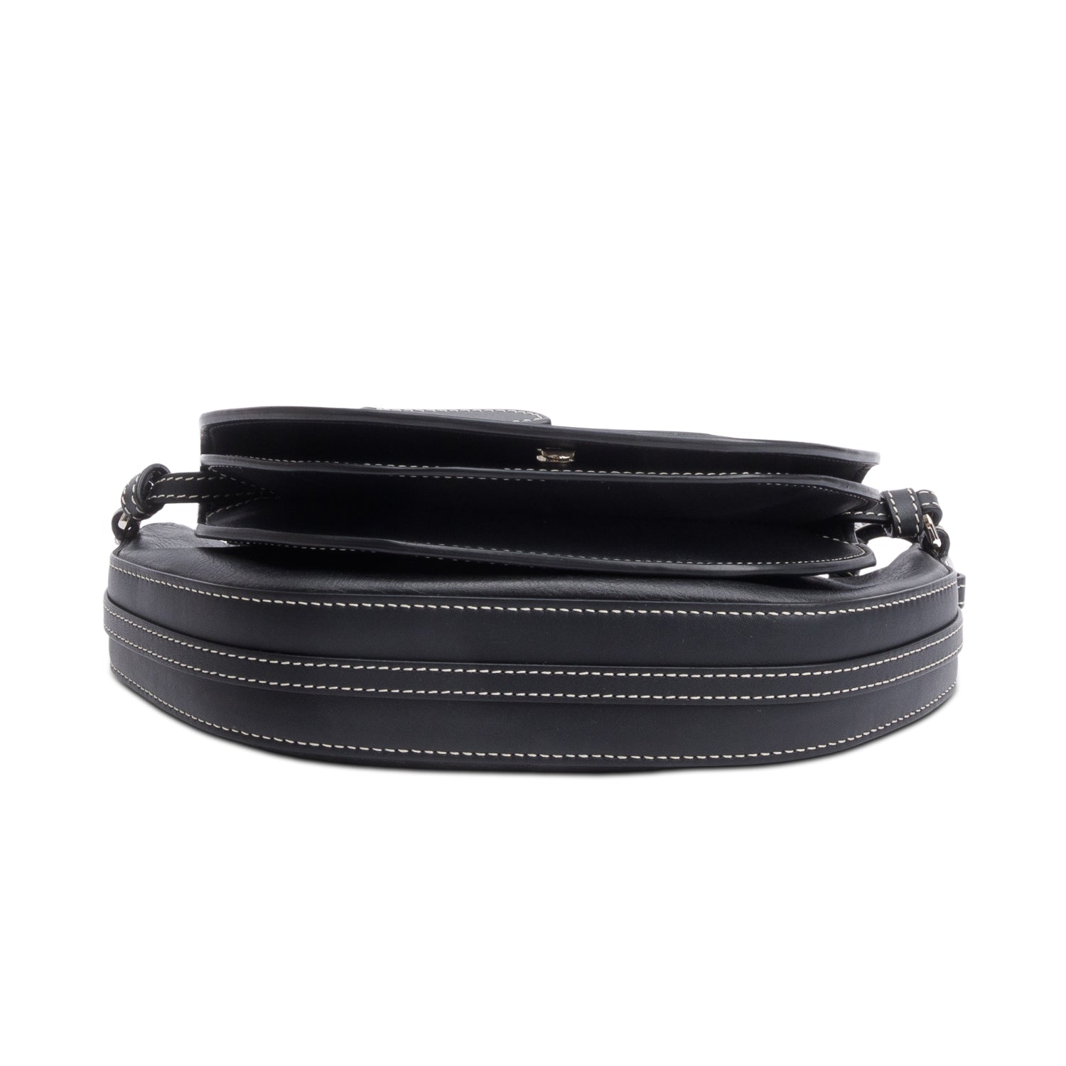 Burberry Black Leather Double Olympia Shoulder Bag